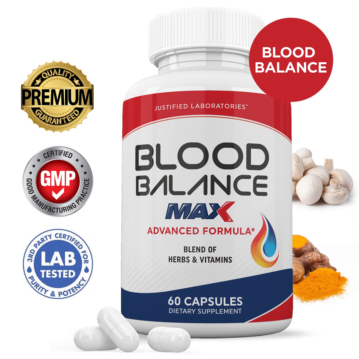 Justified Laboratories (3 Pack) Blood Balance Max 1295MG Supplement Pills 180 Capsules Justified Laboratories uk supplements