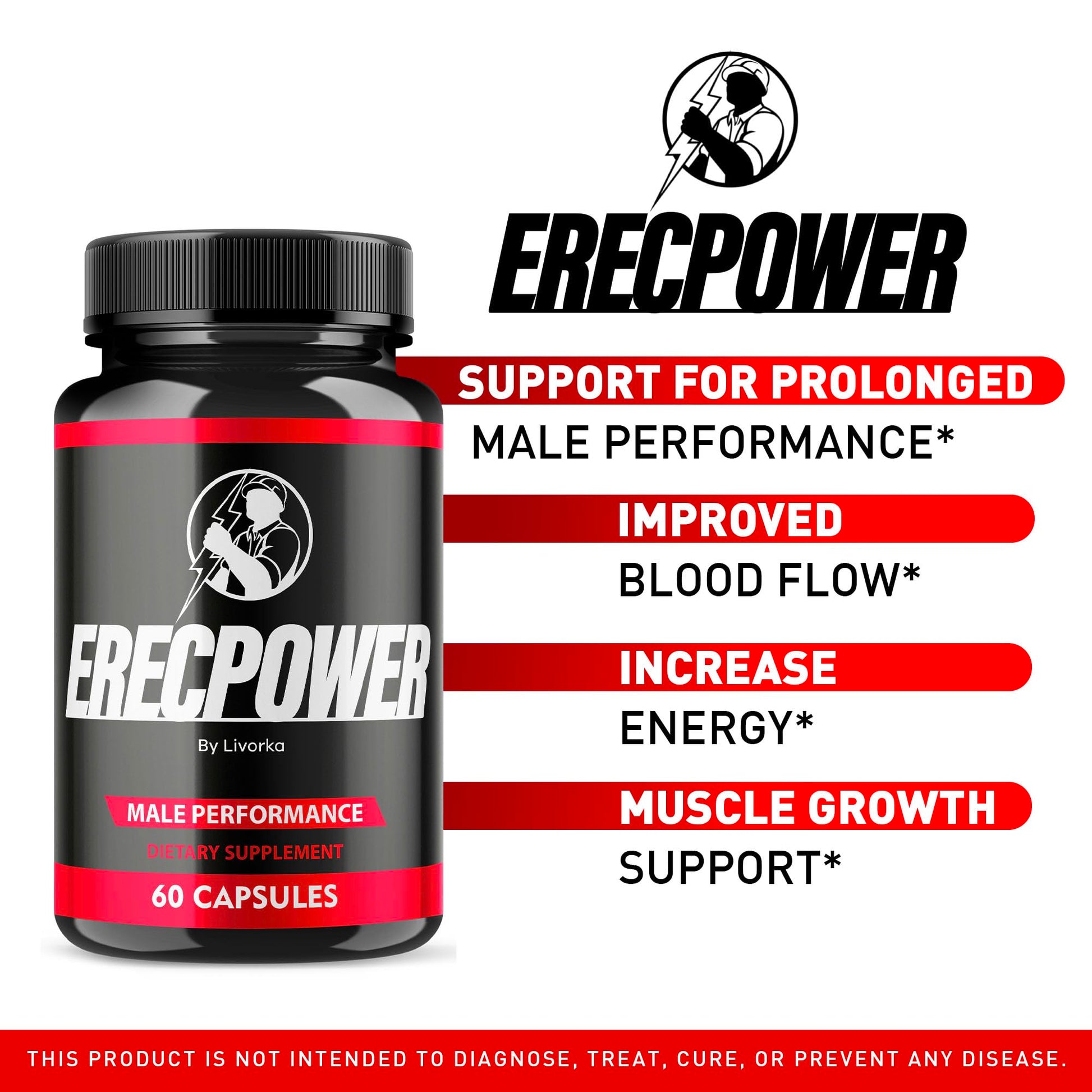 LIVORKA Erecpower Multivitamin Male Performance Capsules for Mens Health, Advanced Formula - 300 Capsules (5 Month Supply) - Pack of 5 LIVORKA uk supplements