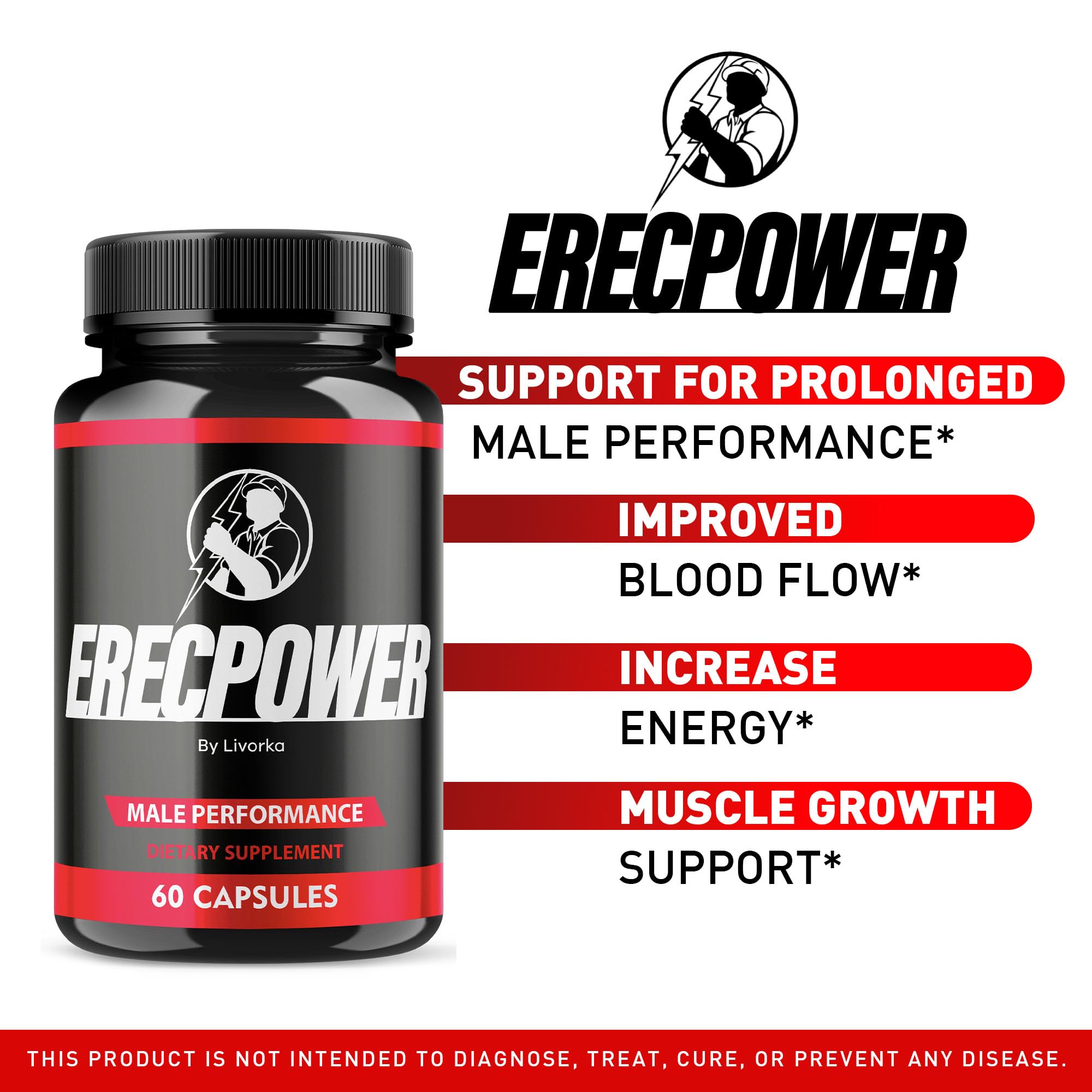 LIVORKA Erecpower Multivitamin Male Performance Capsules for Mens Health, Advanced Formula - 300 Capsules (5 Month Supply) - Pack of 5 LIVORKA uk supplements