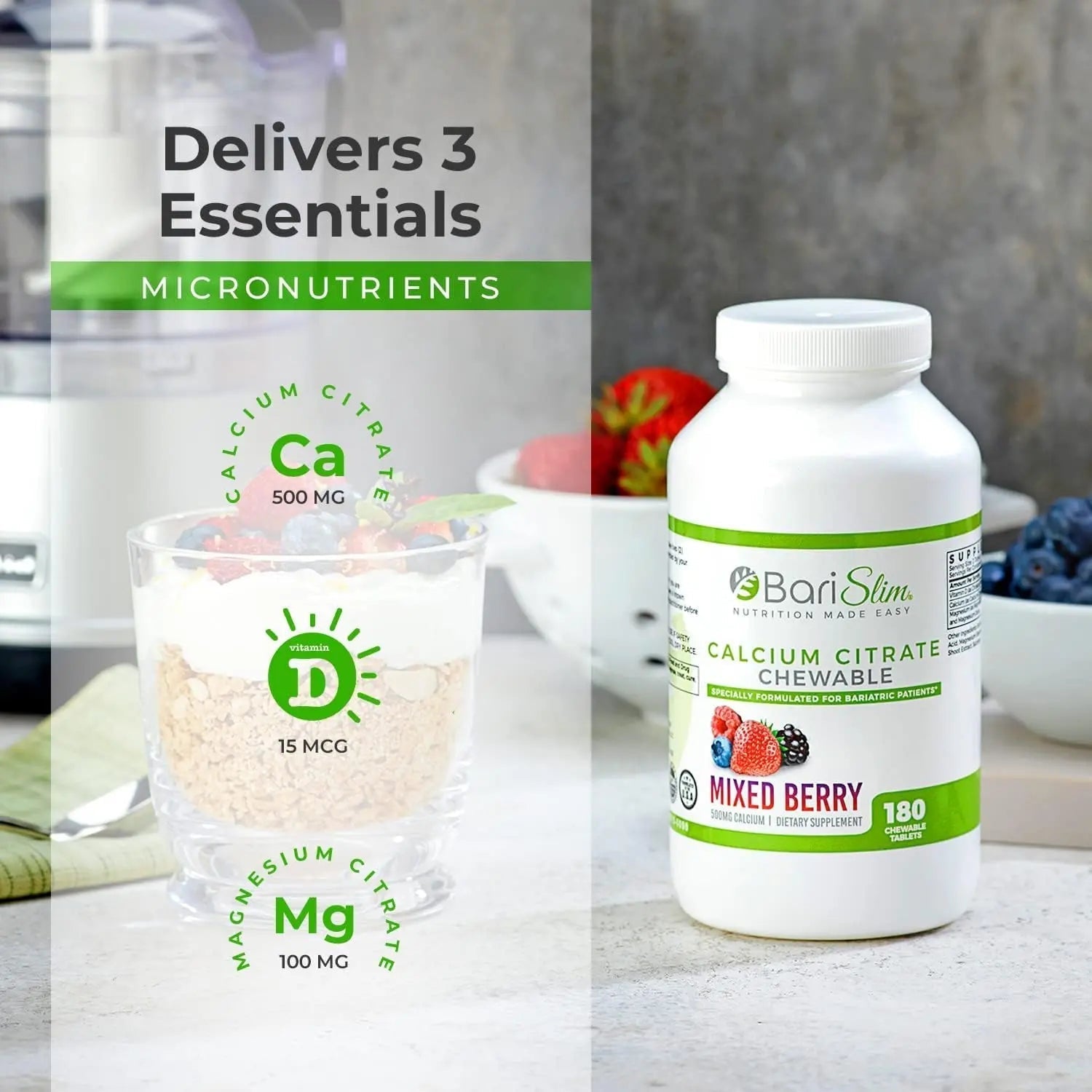 BariSlim Bariatric Calcium Citrate & Complete Chewable Multivitamin - Bariatric Vitamin and Supplement for Post Bariatric Surgery Including Gastric Bypass and Gastric Sleeve BariSlim uk supplements