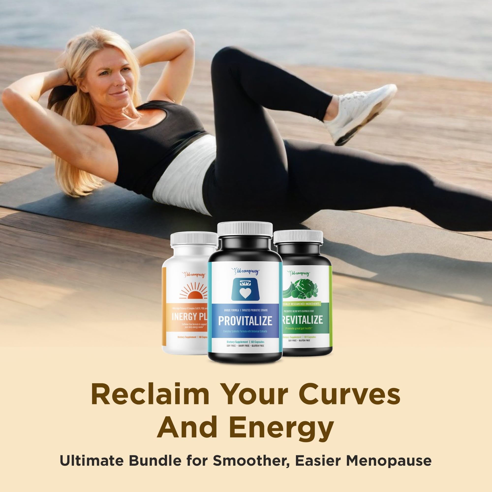 BB Company Menokit Bundle | Menopause Vitamins - Soothes Joint Aches, Boosts Energy, Mental Clarity, Gut Health | Provitalize, Previtalize & inergyPLUS | Value Bundle | Packaging Vary | 30 Day Supply BB Company uk supplements
