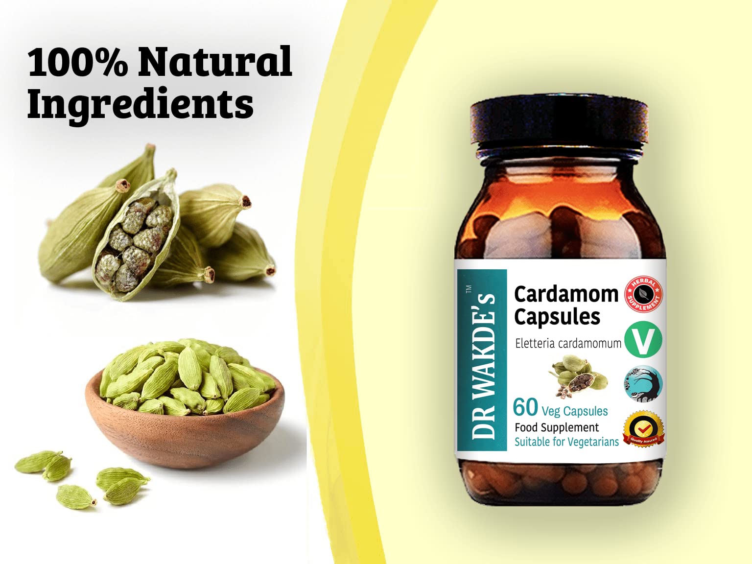 DR WAKDE'S Cardamom Capsules (60 Veg Caps, Plant-Based Supplement, Ayurvedic Herb, All Natural, Vegan) DR WAKDE's uk supplements