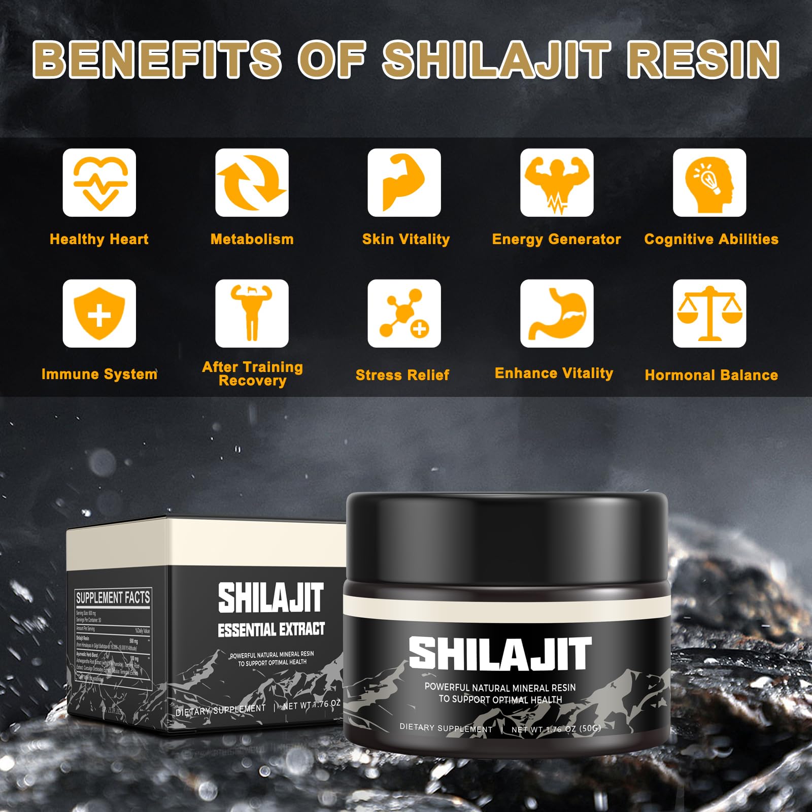 Shilajit Pure Himalayan Organic Shilajit Resin - Gold Grade 100% Shilajit Supplement Scarremover uk supplements