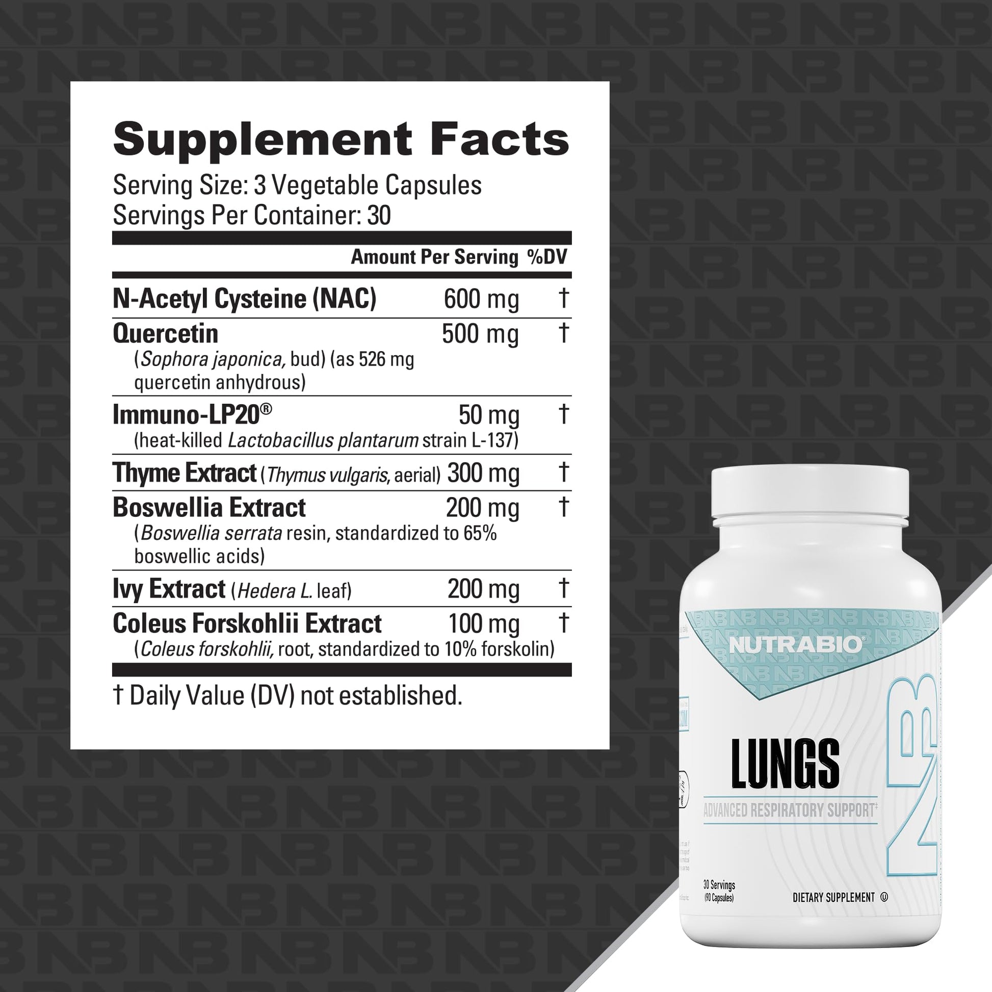 NutraBio Lungs Supplement - Blend of Immuno-LP20 and Natural Extracts to Help Support Respiratory & Immune Health - 90 Capsules NutraBio uk supplements