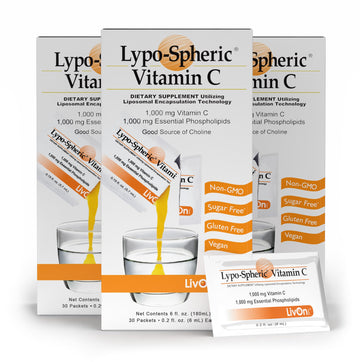 LivOn Laboratories Lypo–Spheric Vitamin C – 3 Cartons (90 Packets) – 1,000 mg Vitamin C & 1,000 mg Essential Phospholipids Per Packet – Liposome Encapsulated for Improved Absorption – 100% Non–GMO LivOn Laboratories uk supplements