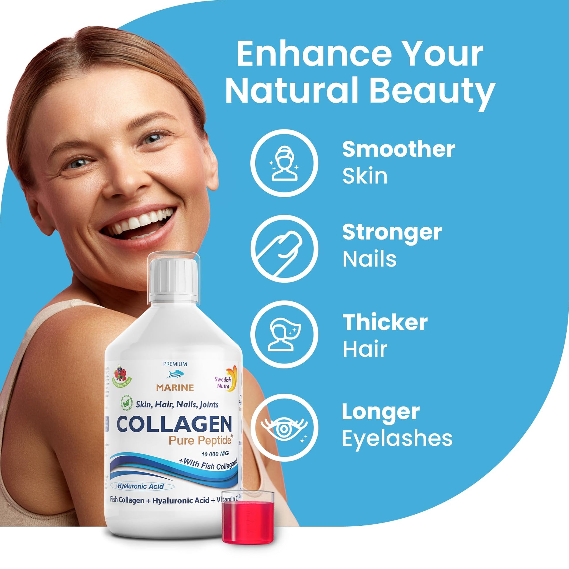 Marine Liquid Collagen 10000mg 500 ml I Pure Hydrolyzed Collagen Peptides Swedish Nutra uk supplements