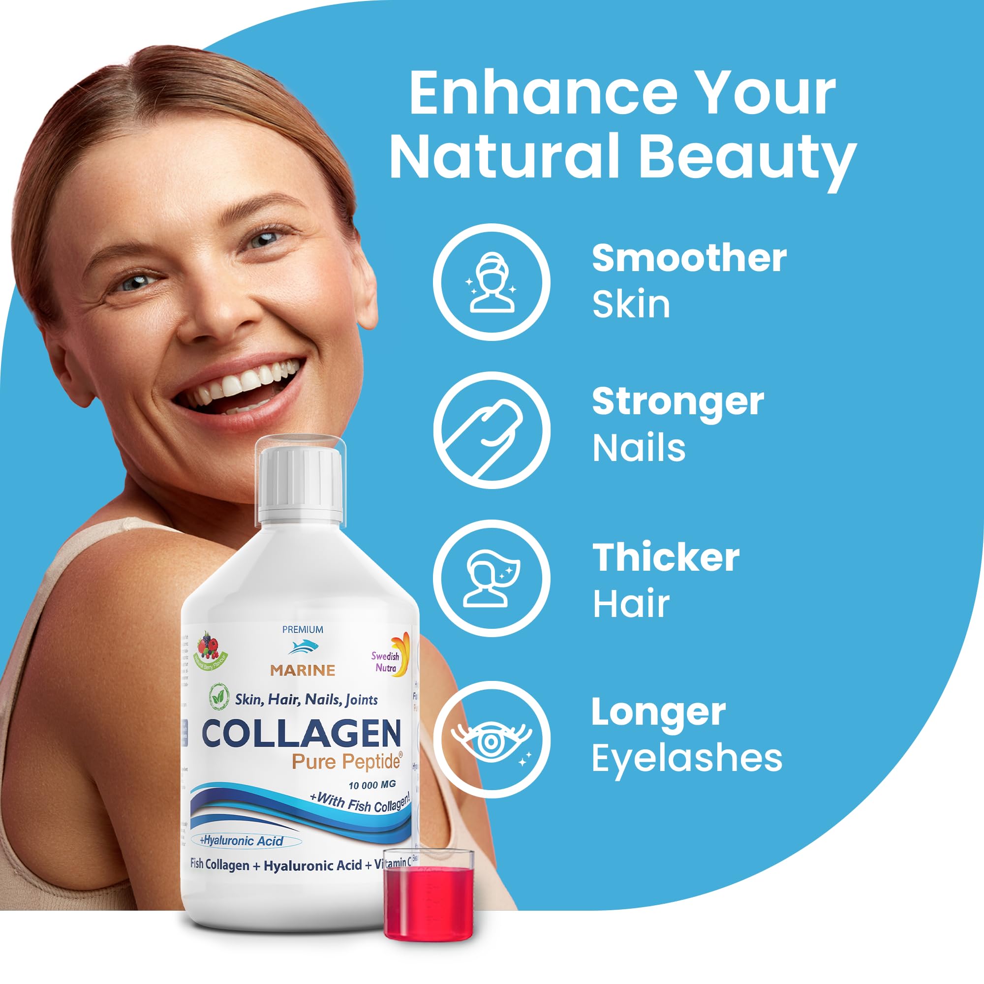 Marine Liquid Collagen 10000mg 500 ml I Pure Hydrolyzed Collagen Peptides Swedish Nutra uk supplements