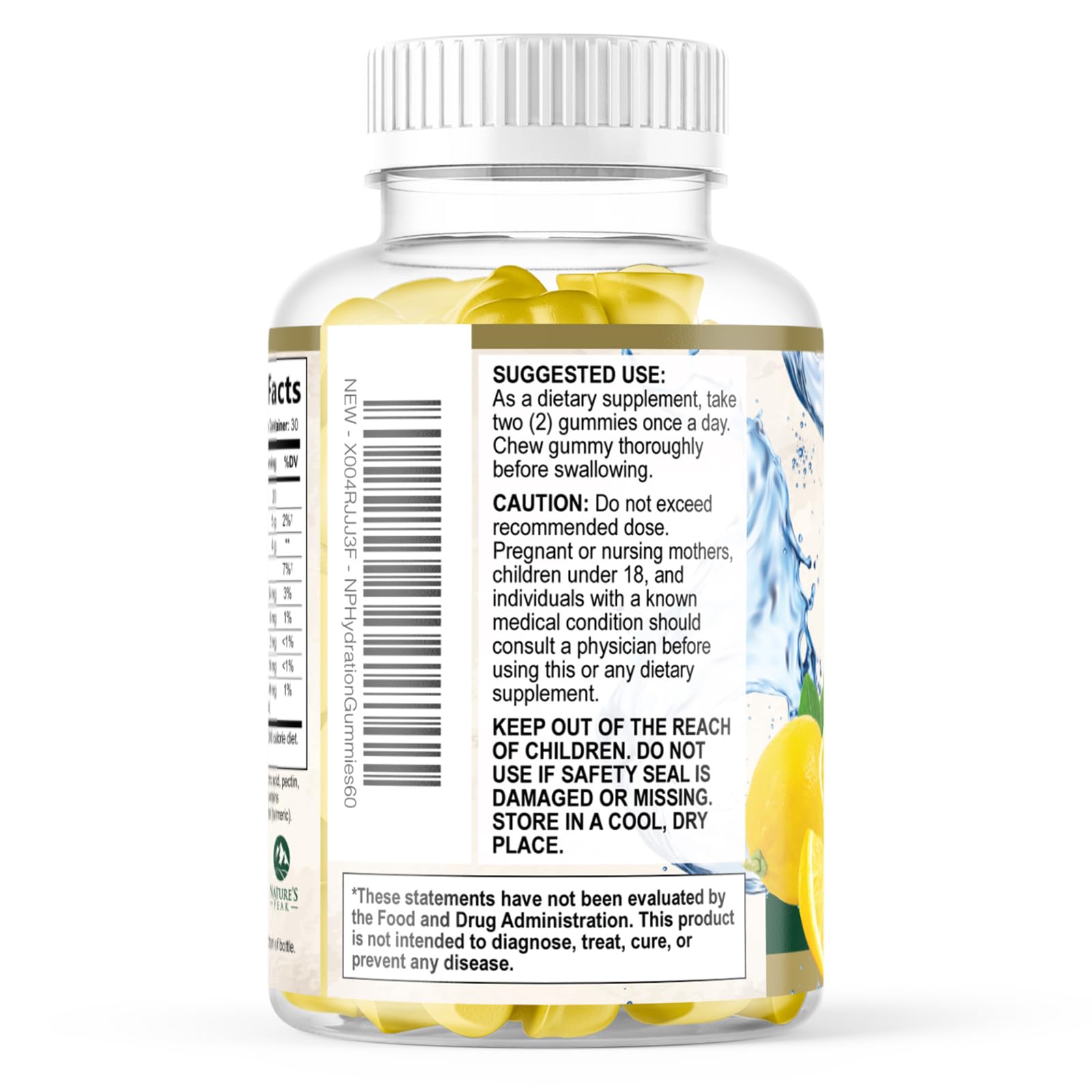 Hydration Electrolyte Gummies - Daily Liquid Replenisher Gummy - Electrolyte Multiplier with Minerals, Potassium & Real Salt - Vegan, Non-GMO - Tasty Lemon Flavor Hydration Electrolytes - 60 Gummies Nature's Peak uk supplements