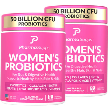 ADVANCED Women's Probiotics for Gut Health - Hair, Skin, & Nails Vitamins Support - 50 Billion CFU w/ Collagen, Biotin & Keratin - Probiotic Supplement for Digestive Health & Bloating Relief, USA-Made PharmaSupps uk supplements