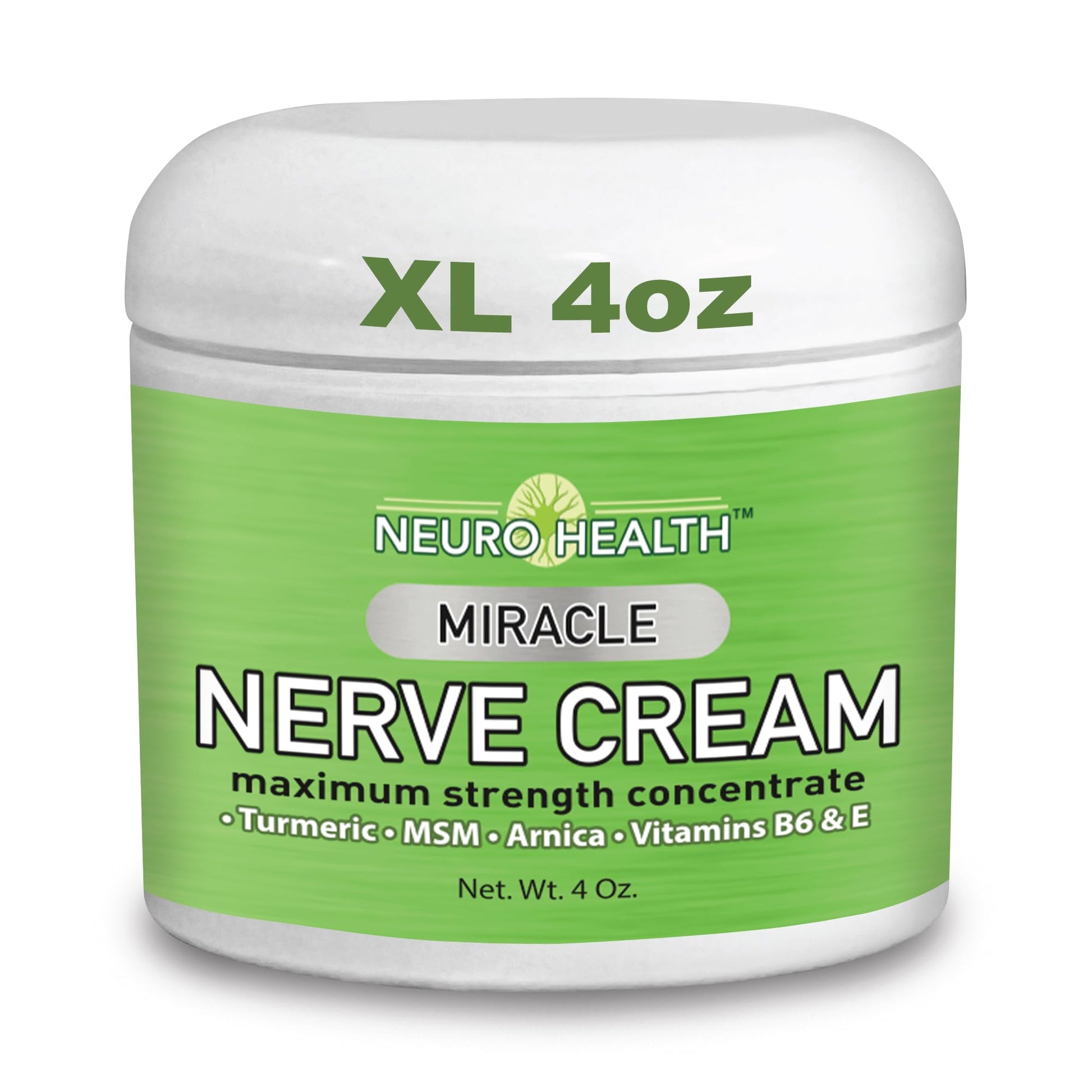 Neuro Health Miracle Nerve Cream - XL 4oz JAR - Maximum Strength - Turmeric and Arnica Blend for Neuropathy Discomfort Relief - Soothing Foot & Hand Formula with MSM, B6, E - Made in USA Neuro Health uk supplements