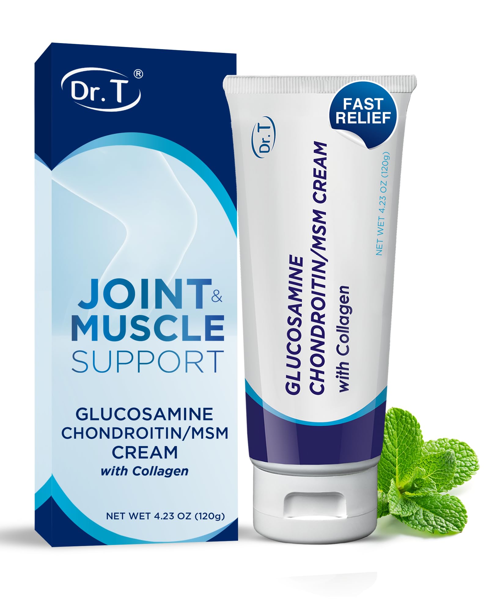 Dr. T Glucosamine Chondroitin Cream - Premium Formula with MSM and Collagen for Joint and Muscle Discomfort - Maintains Joint Strength, Flexibility & Muscle Mobility - 4.23 oz / 120g (1 Pack) Dr. T uk supplements
