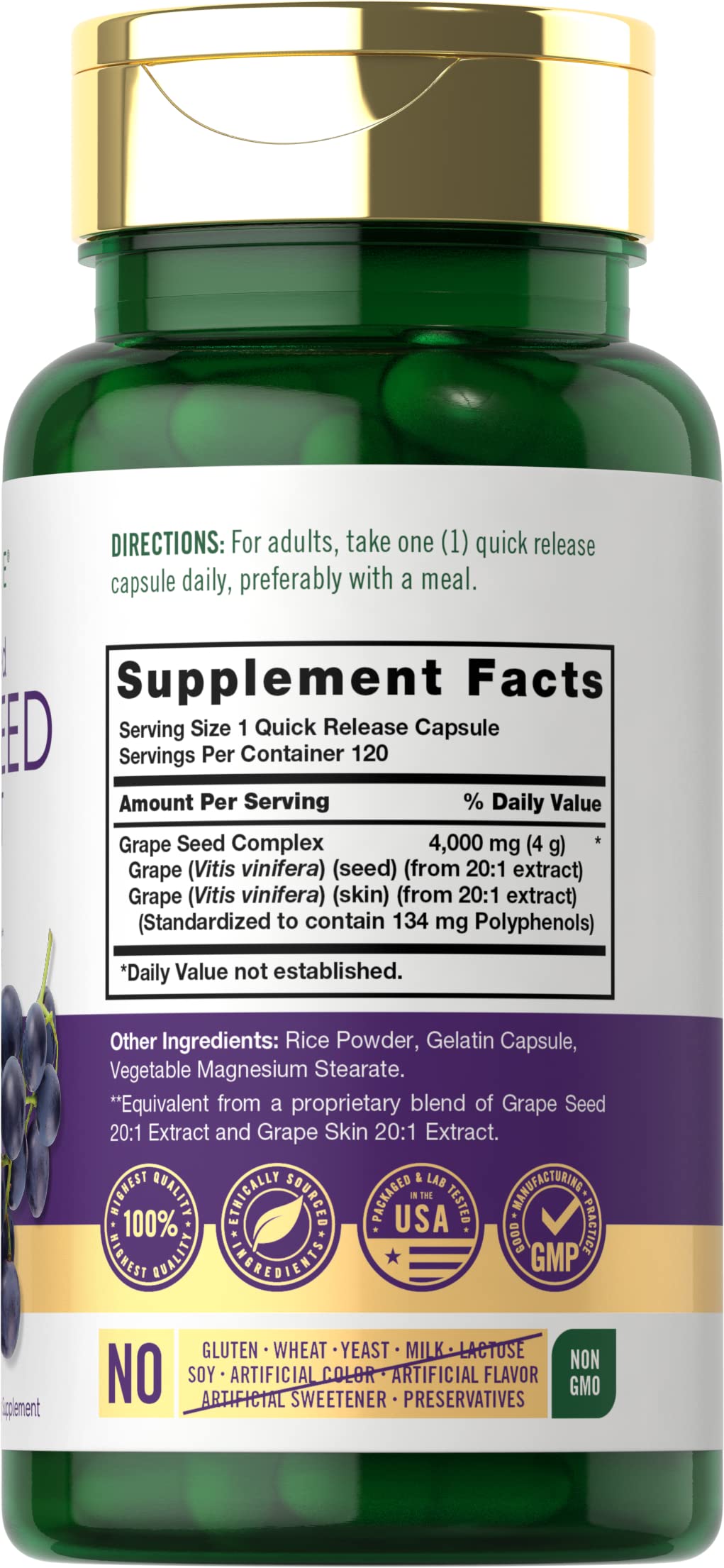 Carlyle Grape Seed Extract 4,000mg | 120 Quick Release Capsules | Standardized Extract Carlyle uk supplements