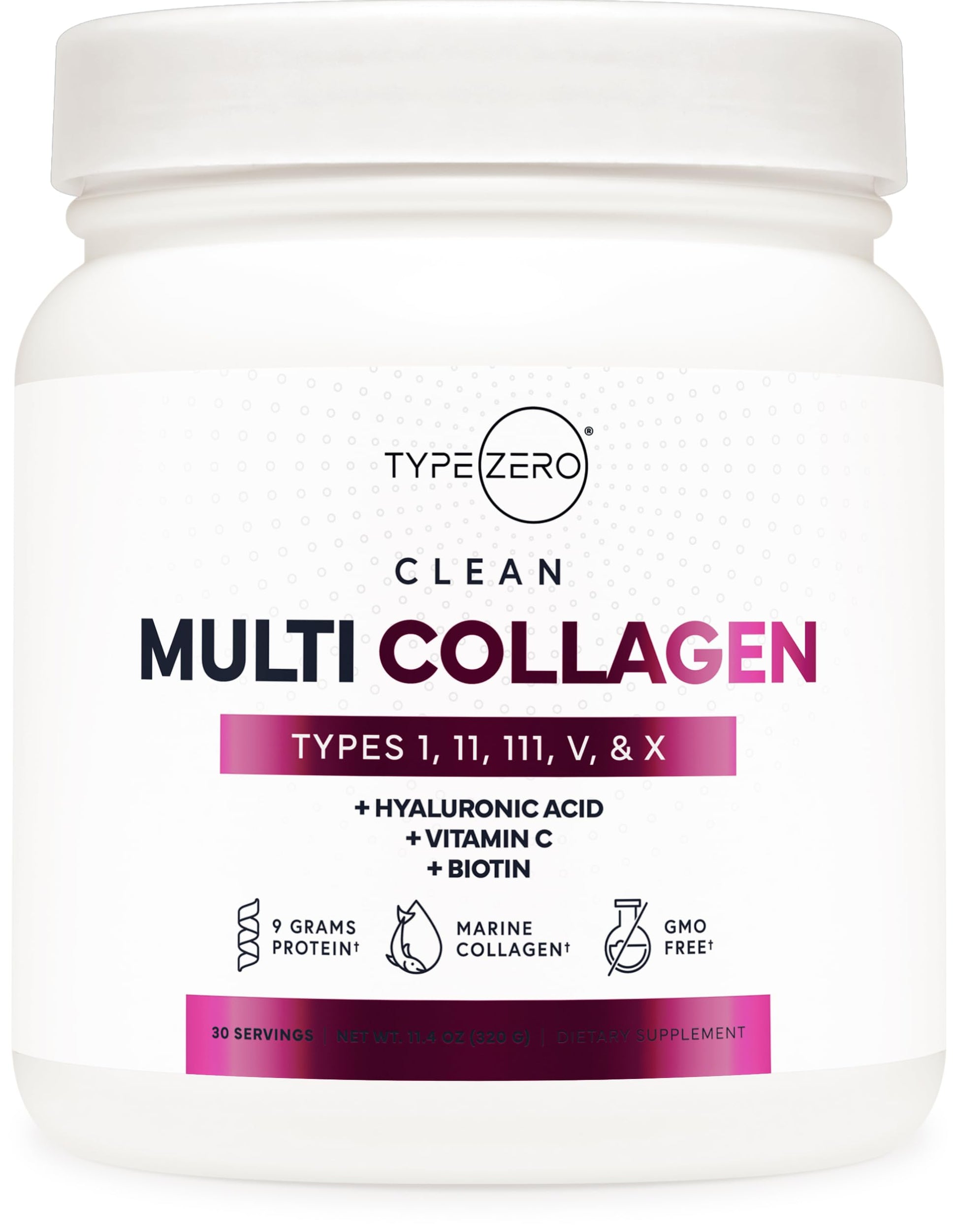Type Zero Multi Collagen Powder 30 Servings (Unflavored) - Types I, II, III, V, & X Collagen Peptides + Hyaluronic Acid, VIT C, Biotin Type Zero uk supplements