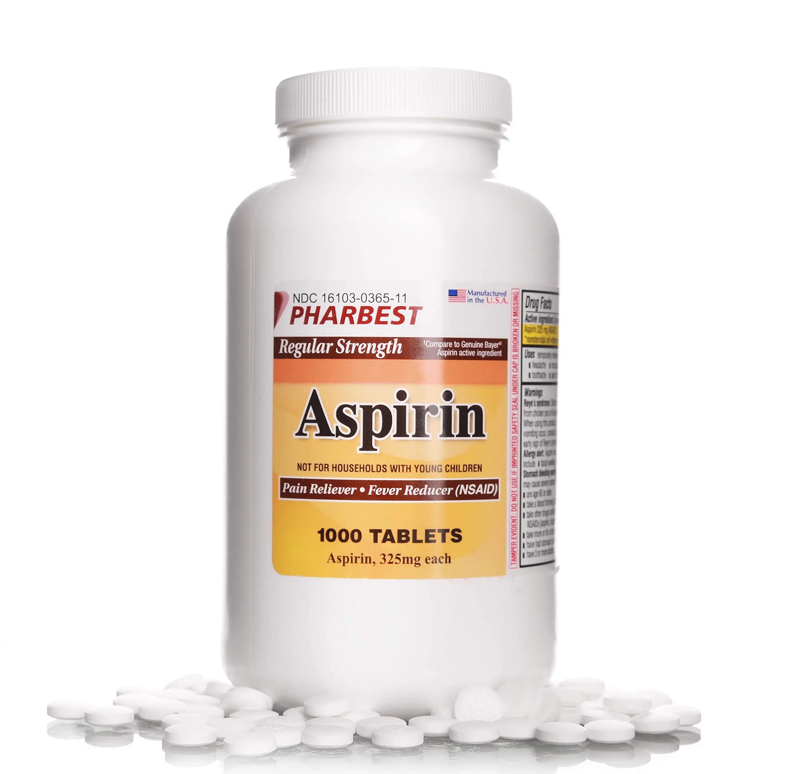 PHARBEST Aspirin 325 mg | Regular Strength | 1000 Count Uncoated Tablets PHARBEST uk supplements