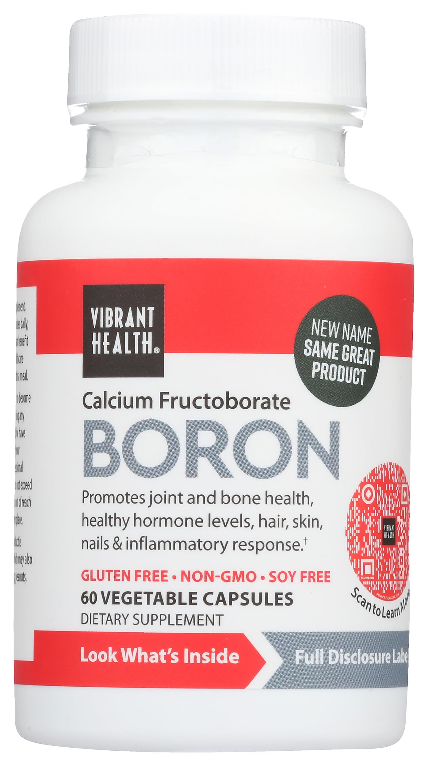 Vibrant Health - Super Natural Boron, Support for Healthy Joints, Hormone Levels, and Connective Tissue with Calcium Fructoborate and Broccoli Powder, Gluten Free, Vegetarian, Non-GMO, 60 Count Vibrant Health uk supplements