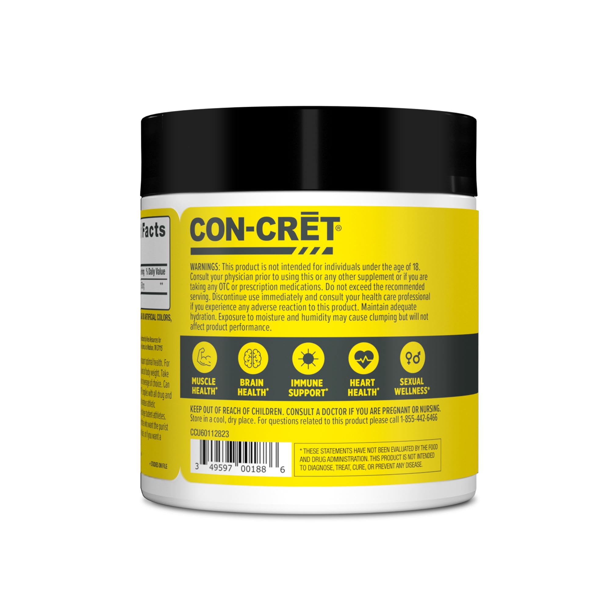 CON-CRET Creatine HCl Powder | Muscle, Cognitive, Cellular Energy Support | No Bloating or Cramps | USA Made & NSF Certified | Raspberry (64 Serving) CON-CRET uk supplements