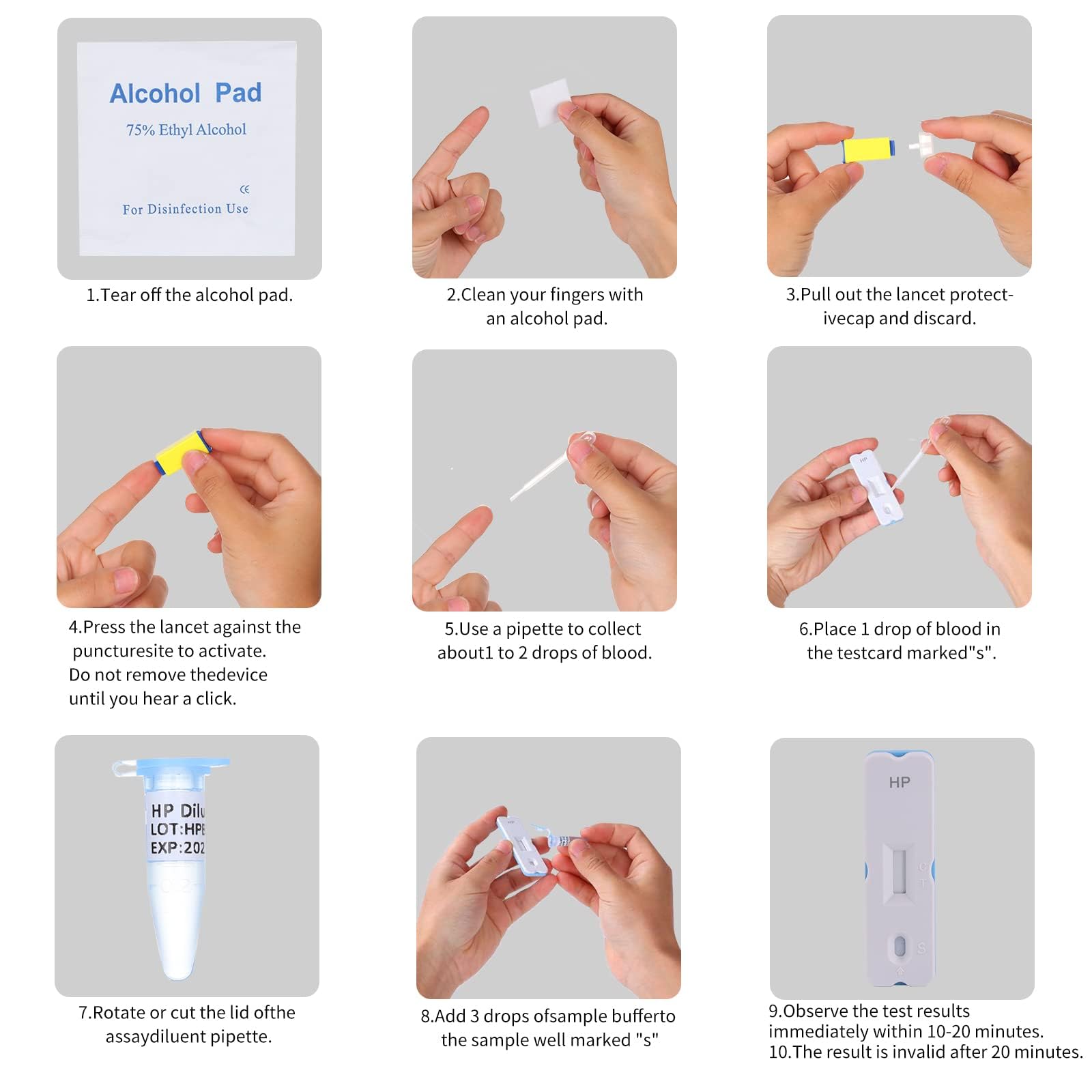 H. Pylori，Helicobacter Pylori Detection 2 Test kit, 10-15 Minutes of Quick Home Testing, The Result is Highly Accurate, Easy to use and Read Evuioas uk supplements