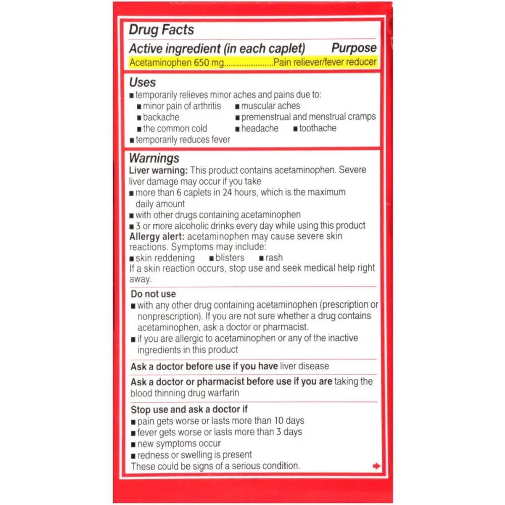 Tylenol 8 Hour Arthritis Pain Reliever Fever Reducer Extended Release Caplet, 225 Count Tylenol uk supplements