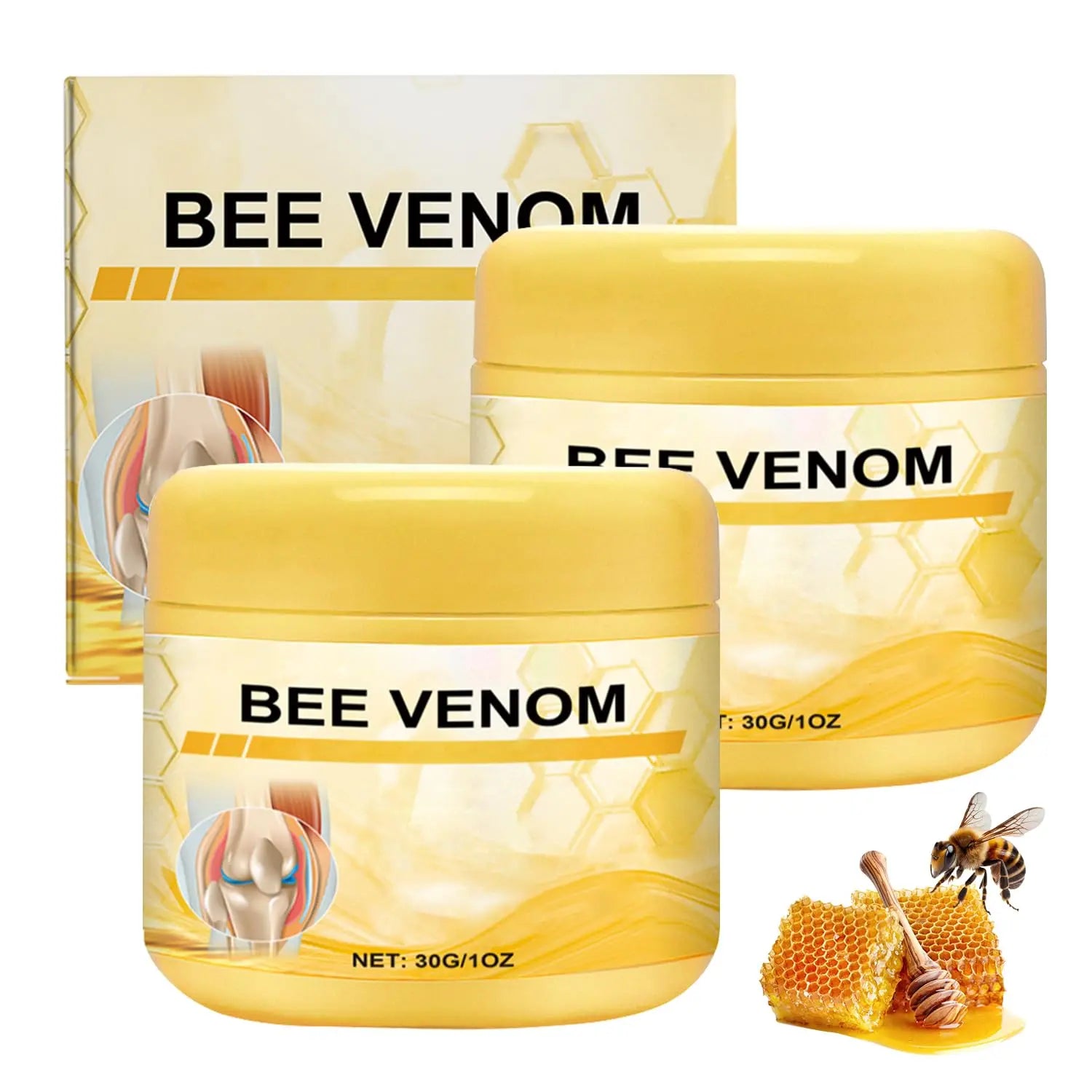 Botou 2PCS New Bee Venom Professional Joint Cream, for Neck, Waist, Back, Hands, Feet and Legs Advanced Bee Propolis Joint Cream, yellow Botou uk supplements