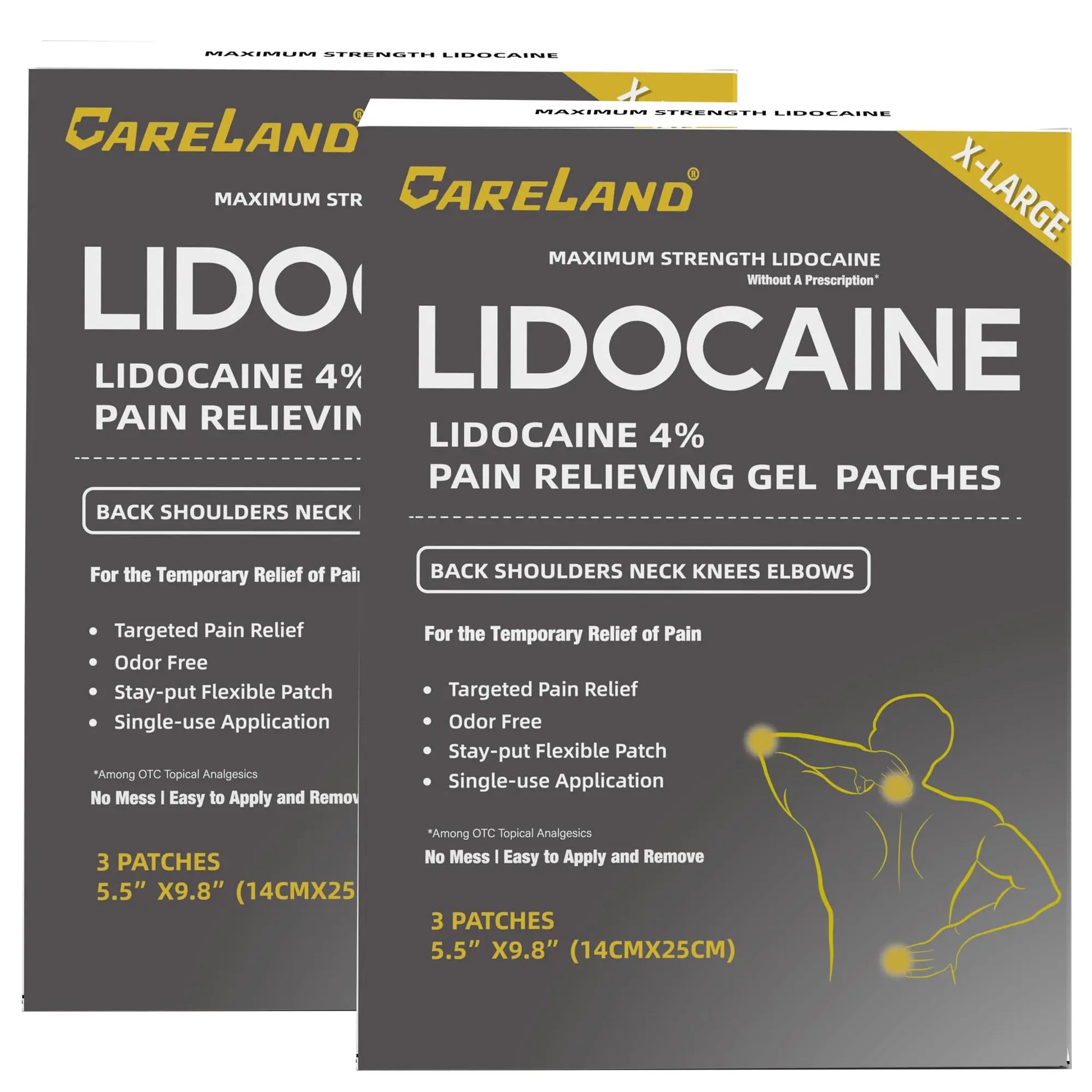 CARELAND 4% Extra Large Lidocaine Patches Maximum Strength Pain Relief Patch XL for Back & Shoulder,Back Pain Relief Products Patches & Flexible Fabric Numbs Away Pain, 6 Ct. CARELAND uk supplements