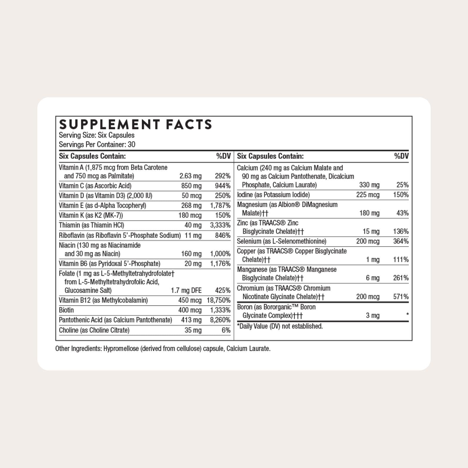 THORNE - Women's Multi 50+ - Comprehensive Daily Multivitamin with Vitamins A, B6, B12, C, D, E, K, Zinc & More THORNE uk supplements