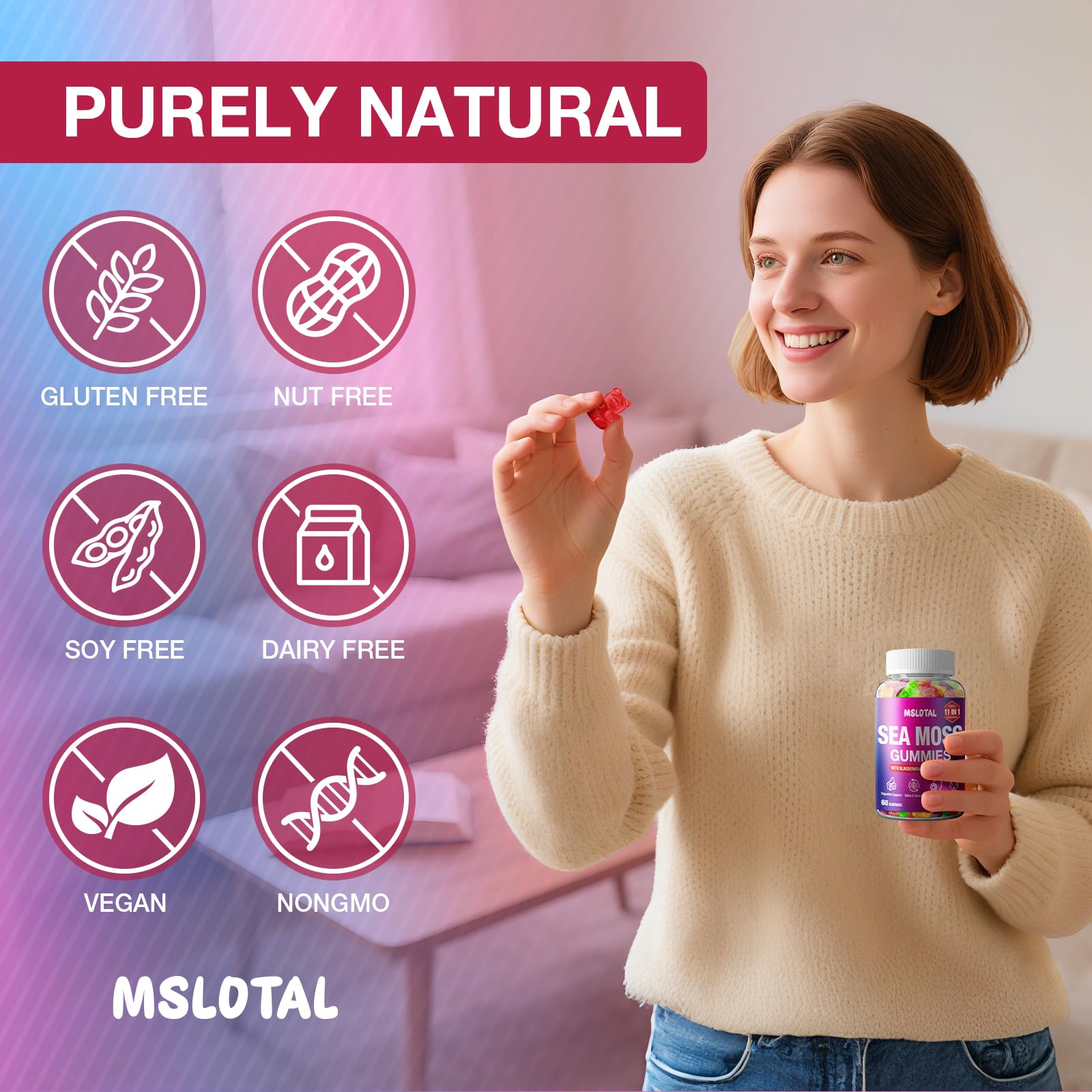 MSLOTAL Irish Sea Moss Gummies with Black Seed Oil, Ashwagandha Bladderwrack and Burdock Root, Organic Sea Moss Gummies for Women and Men with Shilajit, Immune Support, Vegan, 120 Gummies Totalss MSLOTAL uk supplements