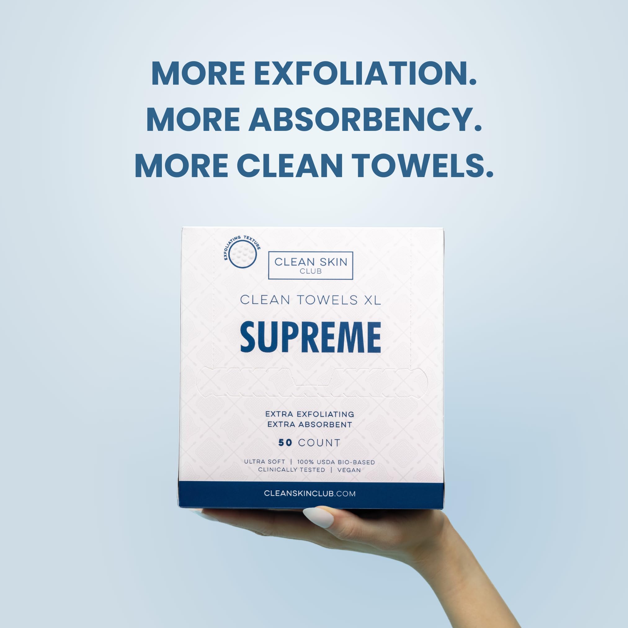 Clean Skin Club Clean Towels XL Supreme, 50 Count, Absorbent, Gentle CLEAN SKIN CLUB uk supplements