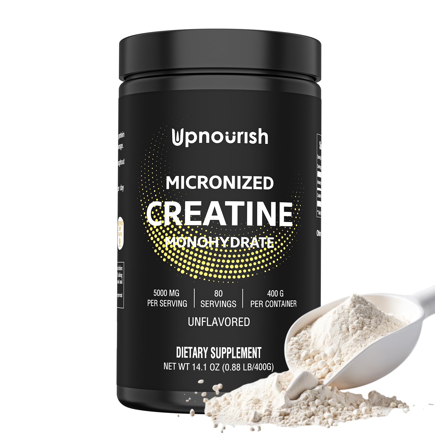 UpNourish Micronized Creatine Monohydrate Powder 400 G - Unflavored Vegan for Pre Workout, Muscle Building Pure Women and Men Instantized Supplement, 80 Servings 14.1096 Ounce UpNourish uk supplements