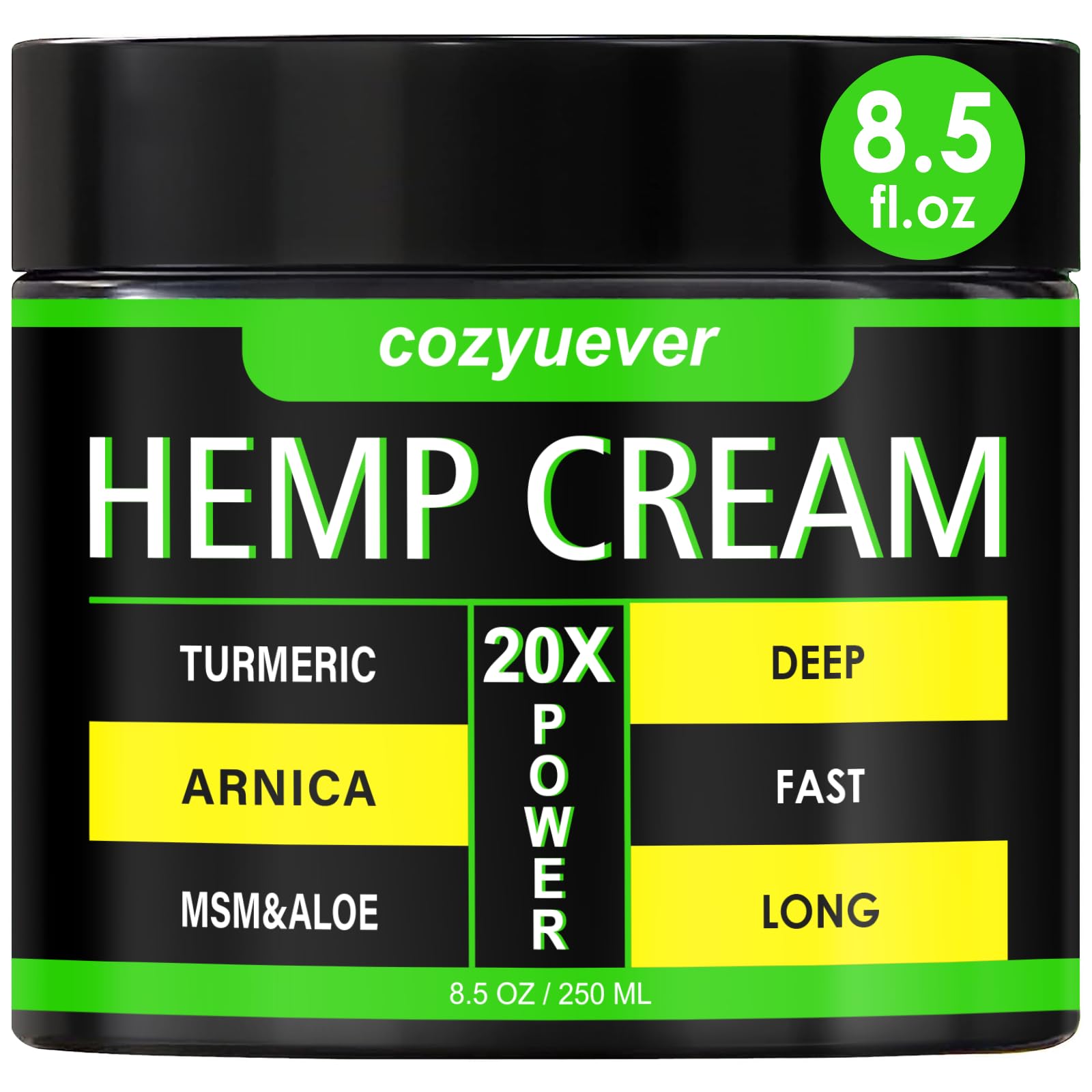 cozyuever 8.5 Oz Hemp Cream with Arnica, Menthol, Aloe, Emu Oil, Turmeric cozyuever uk supplements