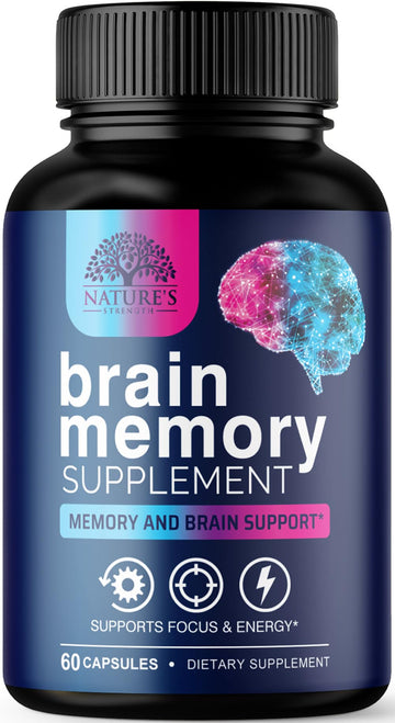 Brain Memory Supplement Pills - 3X Strength Nootropics for Concentration, Clarity & Focus Support - Brain Health Cognitive Vitamins with Bacopa, Phosphatidylserine & DMAE, Brain Booster - 60 Capsules Nature's Strength uk supplements