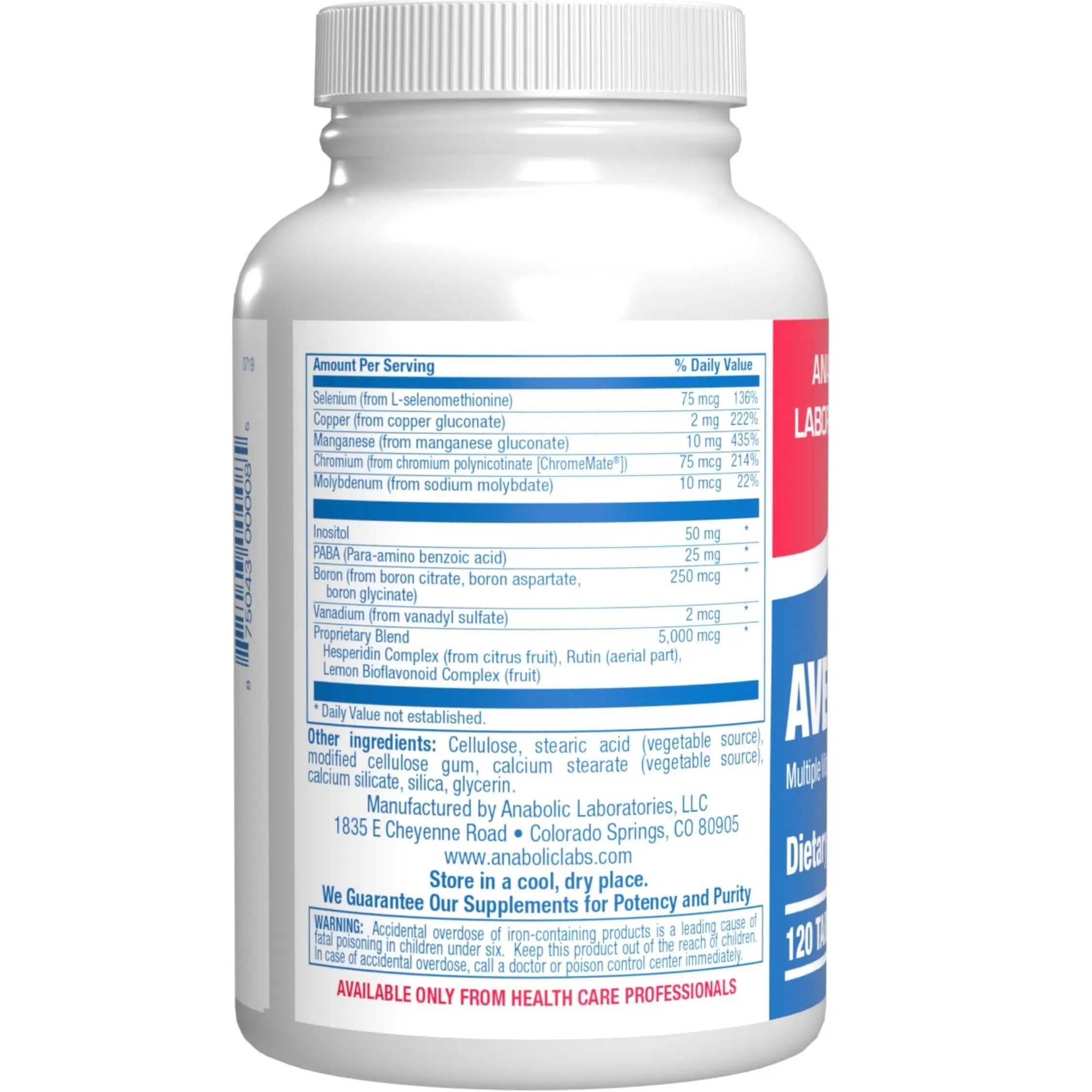 30-in-1 Adult Multivitamin with Iron - Antioxidant Rich Over 50 Multivitamin for Women and Men with Vitamins A C D E B Complex Zinc Magnesium Anabolic Laboratories uk supplements
