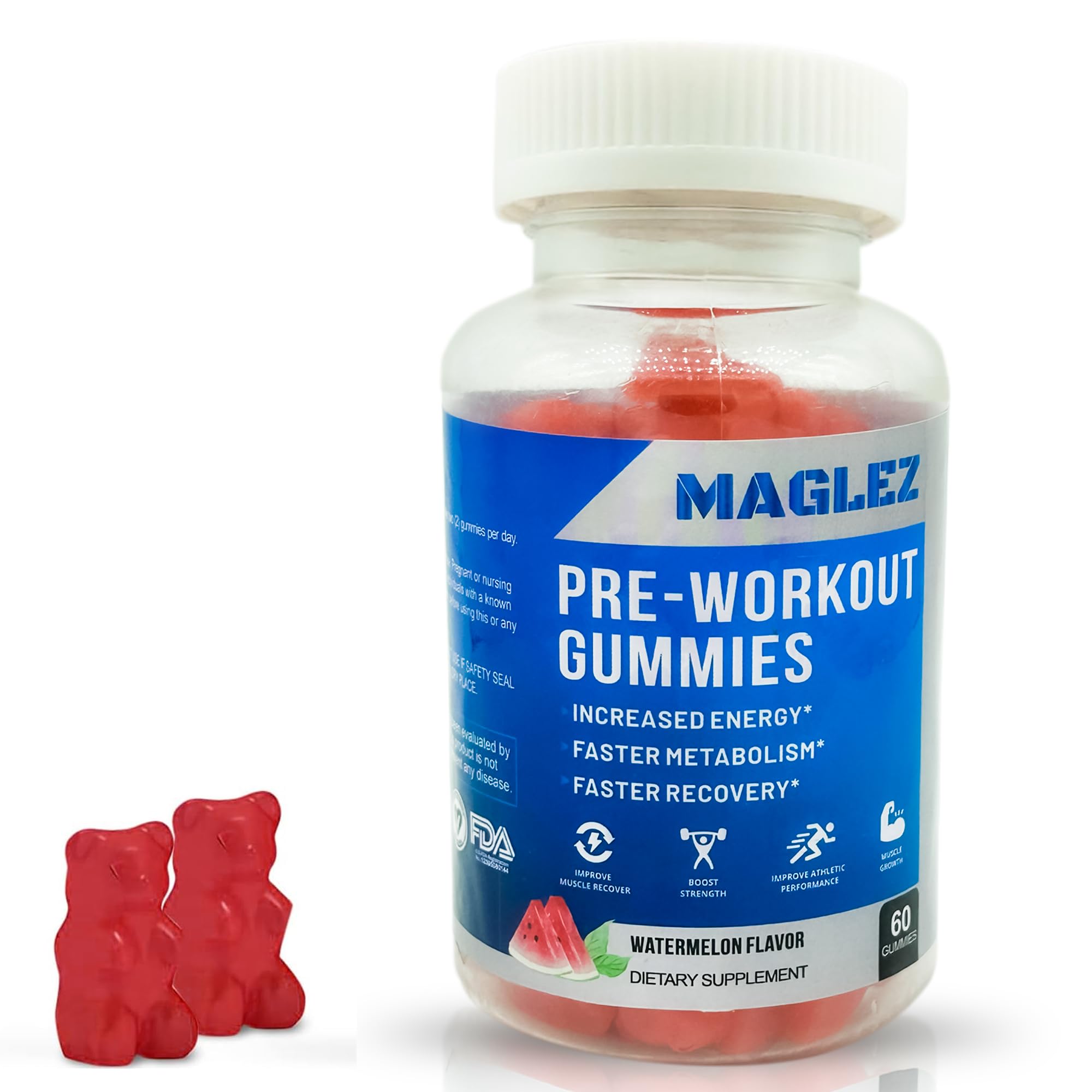 Maglez, Pre Workout Gummies for Men & Women, PreWorkout Gummy with Beta Alanine MAGLEZ uk supplements