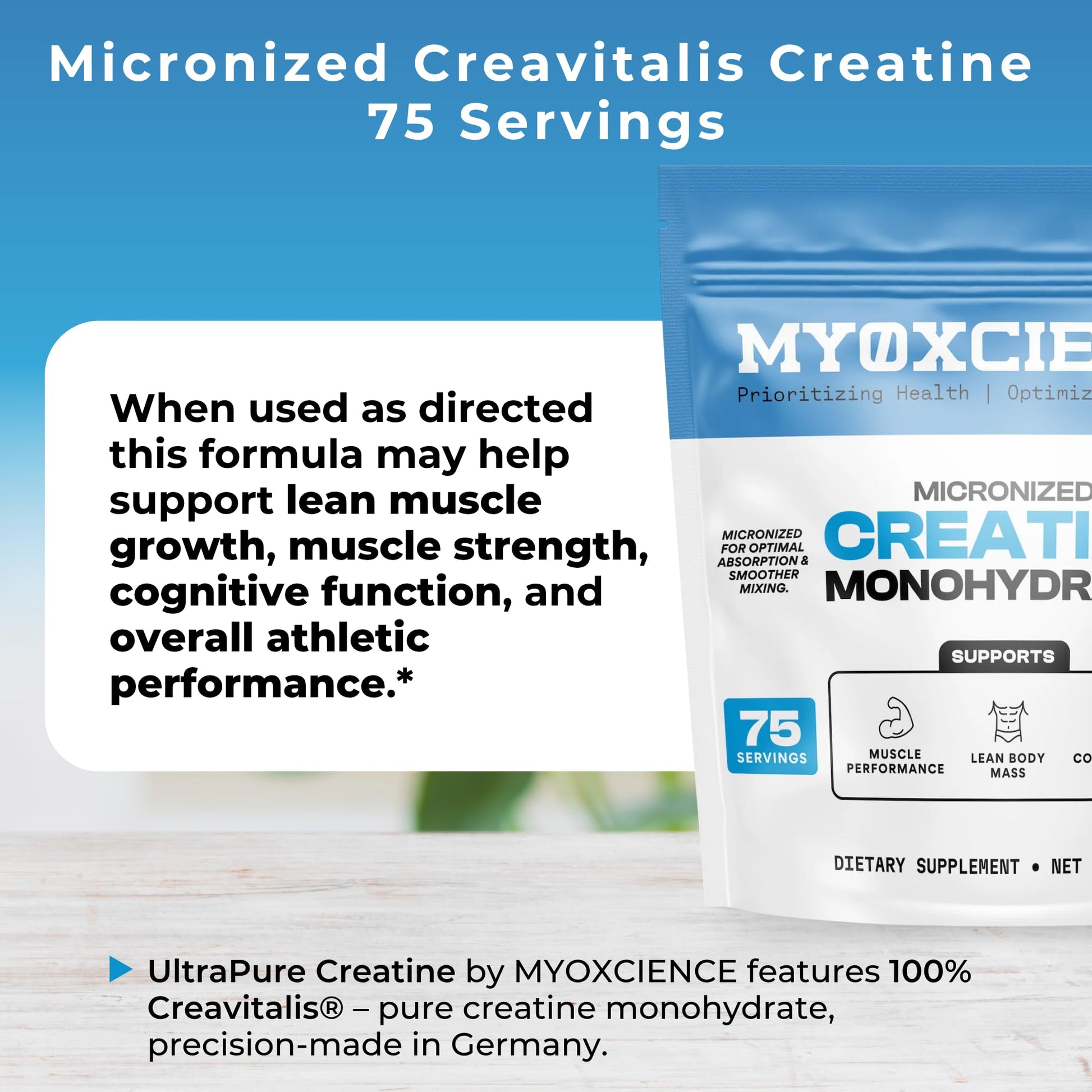 MYOXCIENCE Micronized Creavitalis Creatine | The World’s Purest Micronized Form of Creatine Monohydrate | Supports Muscle Performance MYOXCIENCE uk supplements