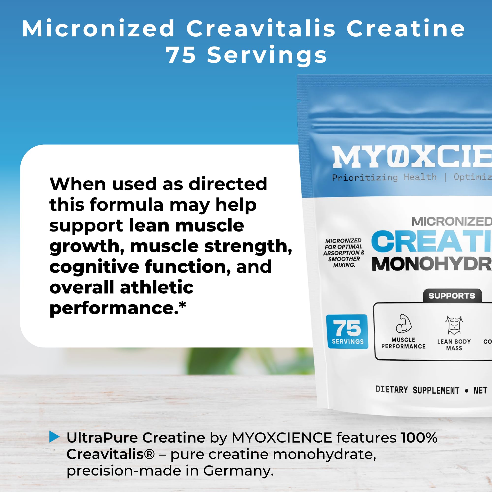 MYOXCIENCE Micronized Creavitalis Creatine | The World’s Purest Micronized Form of Creatine Monohydrate | Supports Muscle Performance MYOXCIENCE uk supplements
