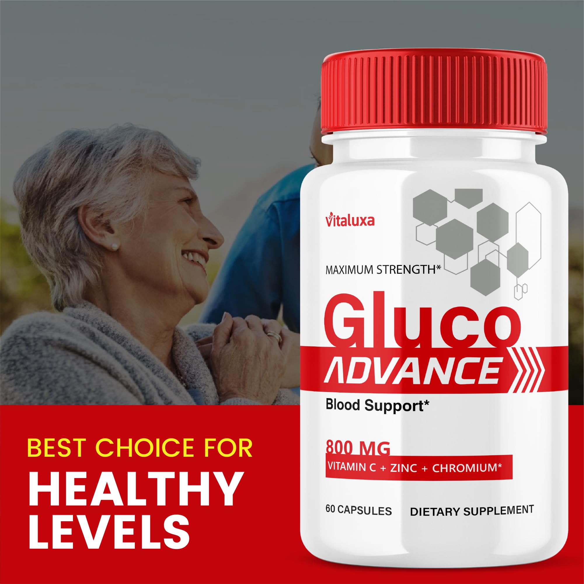 Gluco Advance Capsules, Gluco Advanced Blood Support Supplement GlucoAdvance Pills for Joints, GlucoseAdvance Premium Blend Flow Balance All Natural Formula Overall Health Wellness (60 Capsules) Vitaluxa uk supplements