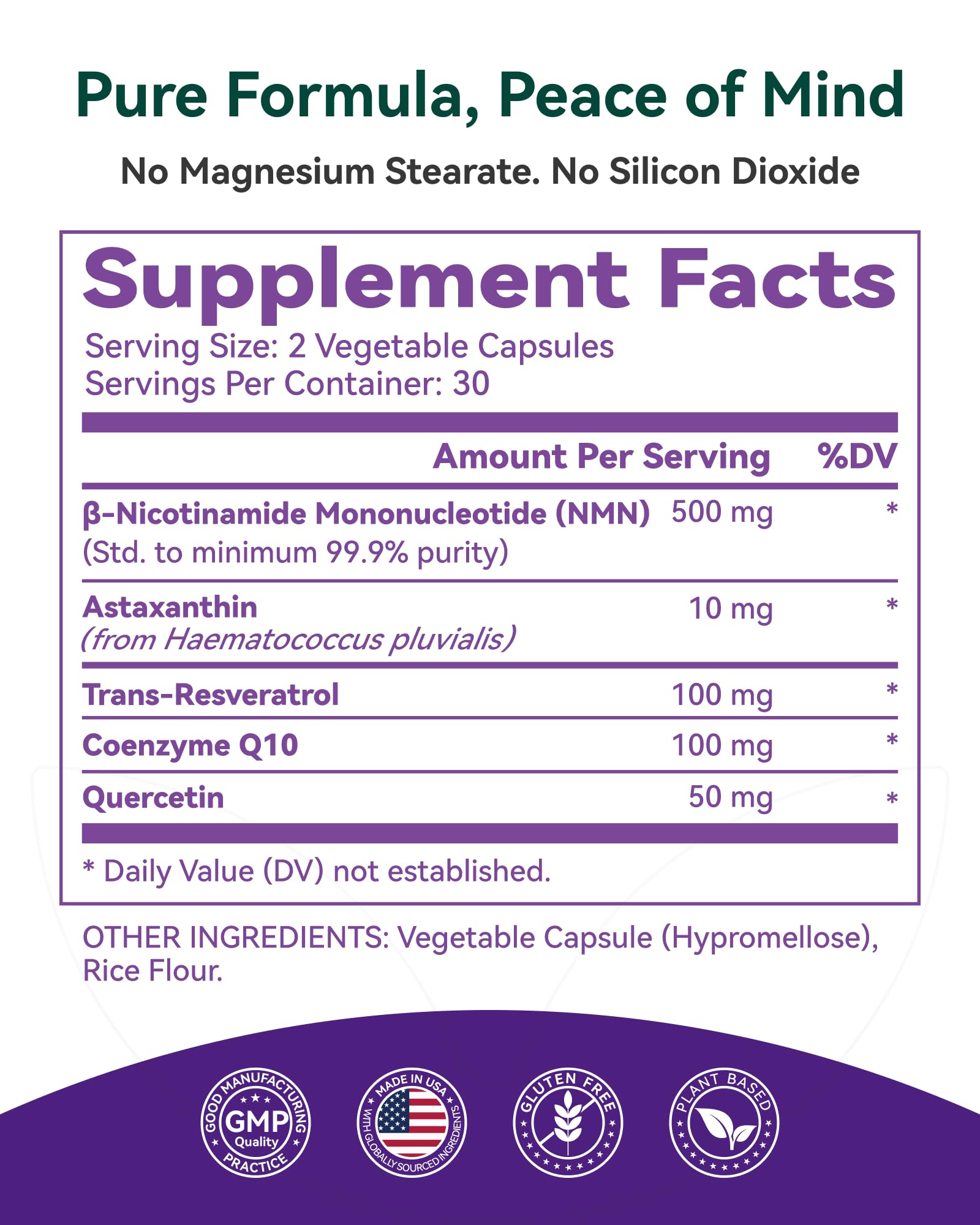 Inner Brightness NMN Supplement 500mg, 99.9% High Purity, Supports NAD+ Levels & Cellular Energy, 5-in-1 Formula with Resveratrol & Astaxanthin, Non-GMO, Gluten-Free, 60 Capsules Inner Brightness uk supplements