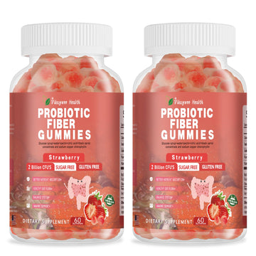 Vikaywoo Probiotic Fiber Gummies for Adults, No Sugar Added Strawberry Flavor– 2 Billion CFUs –Vitamin C,Vitamin D–Digestive Health & Regularity Support(120 Count) Vikaywoo uk supplements