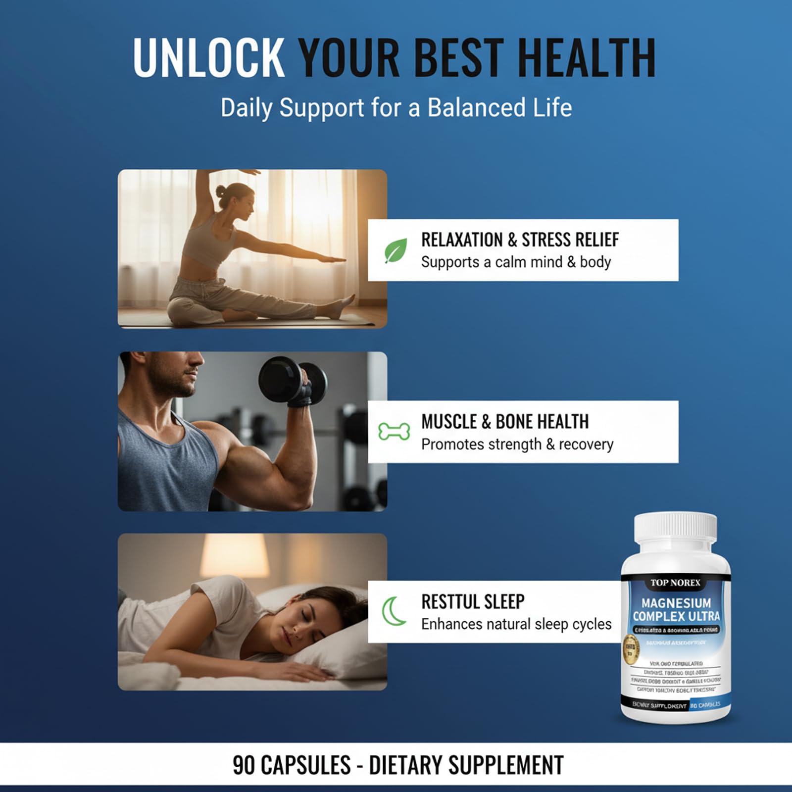 Top Norex Magnesium Complex Ultra - 8 Elemental 1000mg Magnesium Blend, Easy Absorption, 90 Capsules (1) Top Norex uk supplements