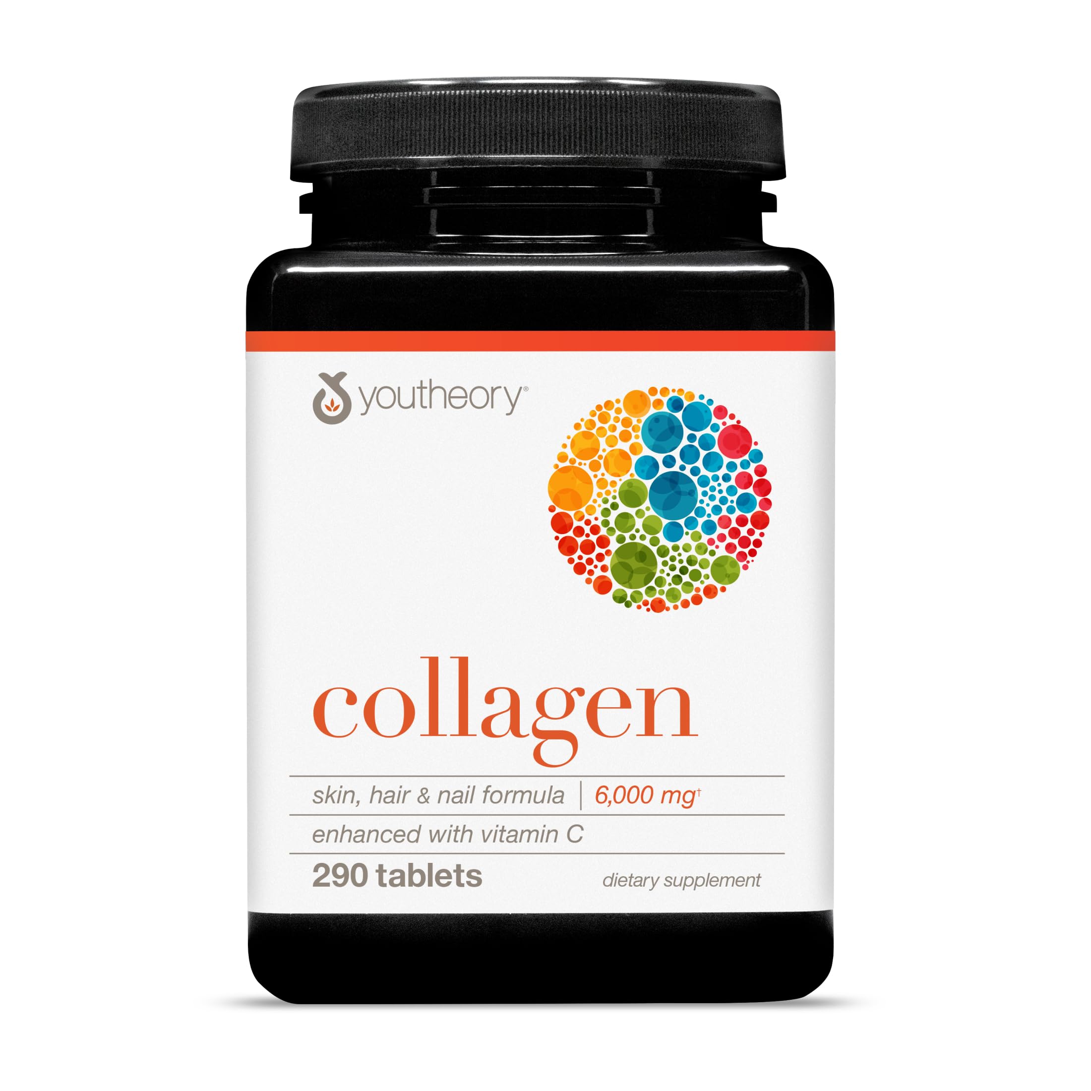 Youtheory Advanced Collagen - 6,000 mg Hydrolyzed Collagen Peptides - Includes Antioxidants & Contains Vitamin C - Hair Growth, Nails, Joint Health & Bone Support* - 290 Tablets (48-Day Supply) Youtheory uk supplements