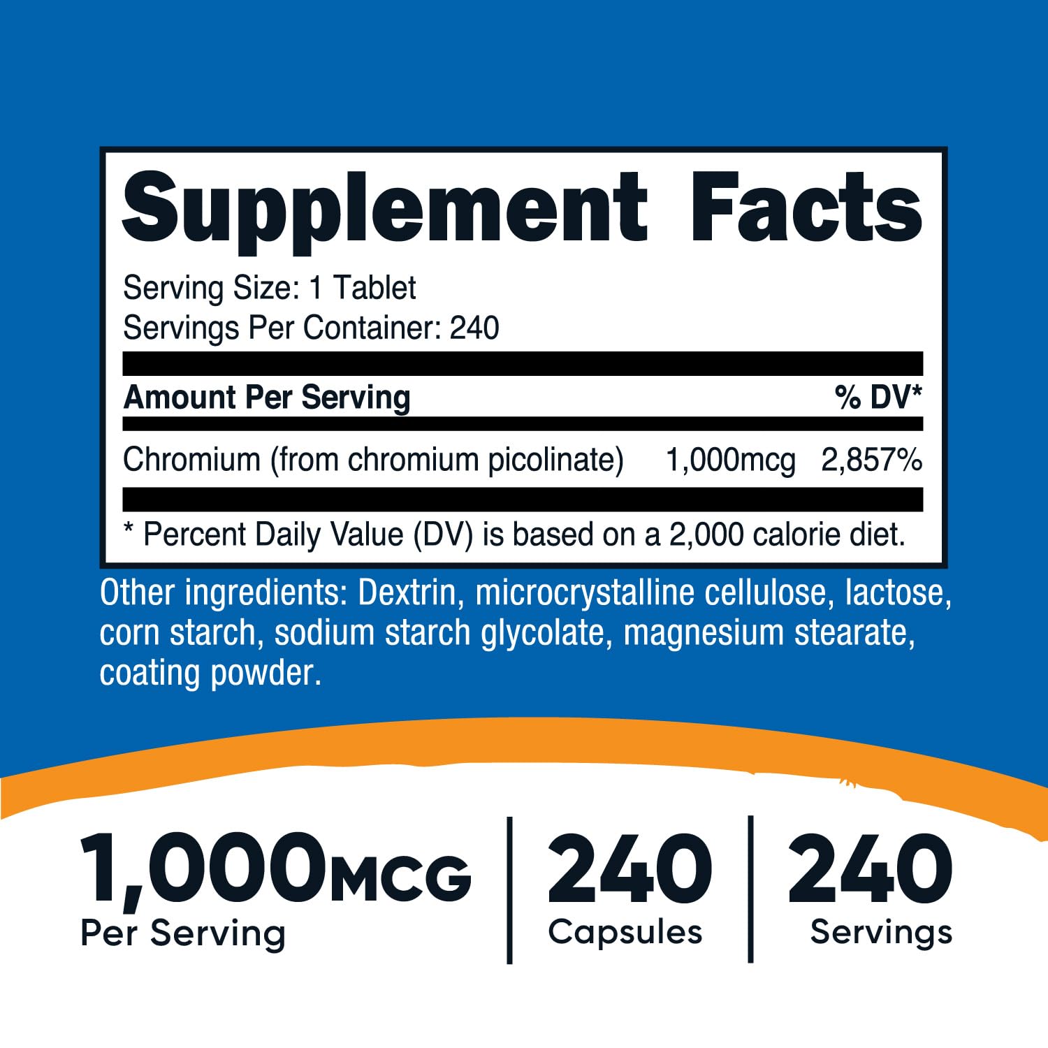 Nutricost Chromium 1000mcg, 240 Tablets - Gluten Free, Non-GMO Nutricost uk supplements