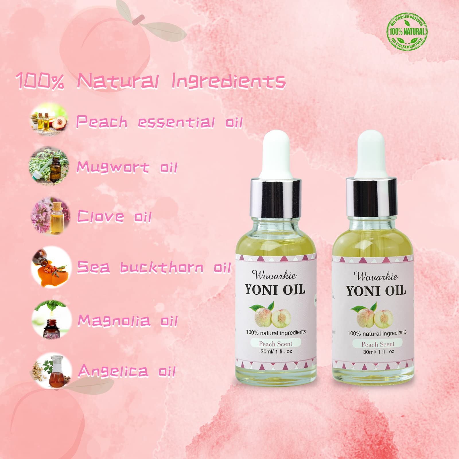 2 Packs Yoni Oil for Women, 1 fl oz/30 ml Feminine Oil Intimate Deodorant for Women, Eliminates Odor Wovarkie uk supplements