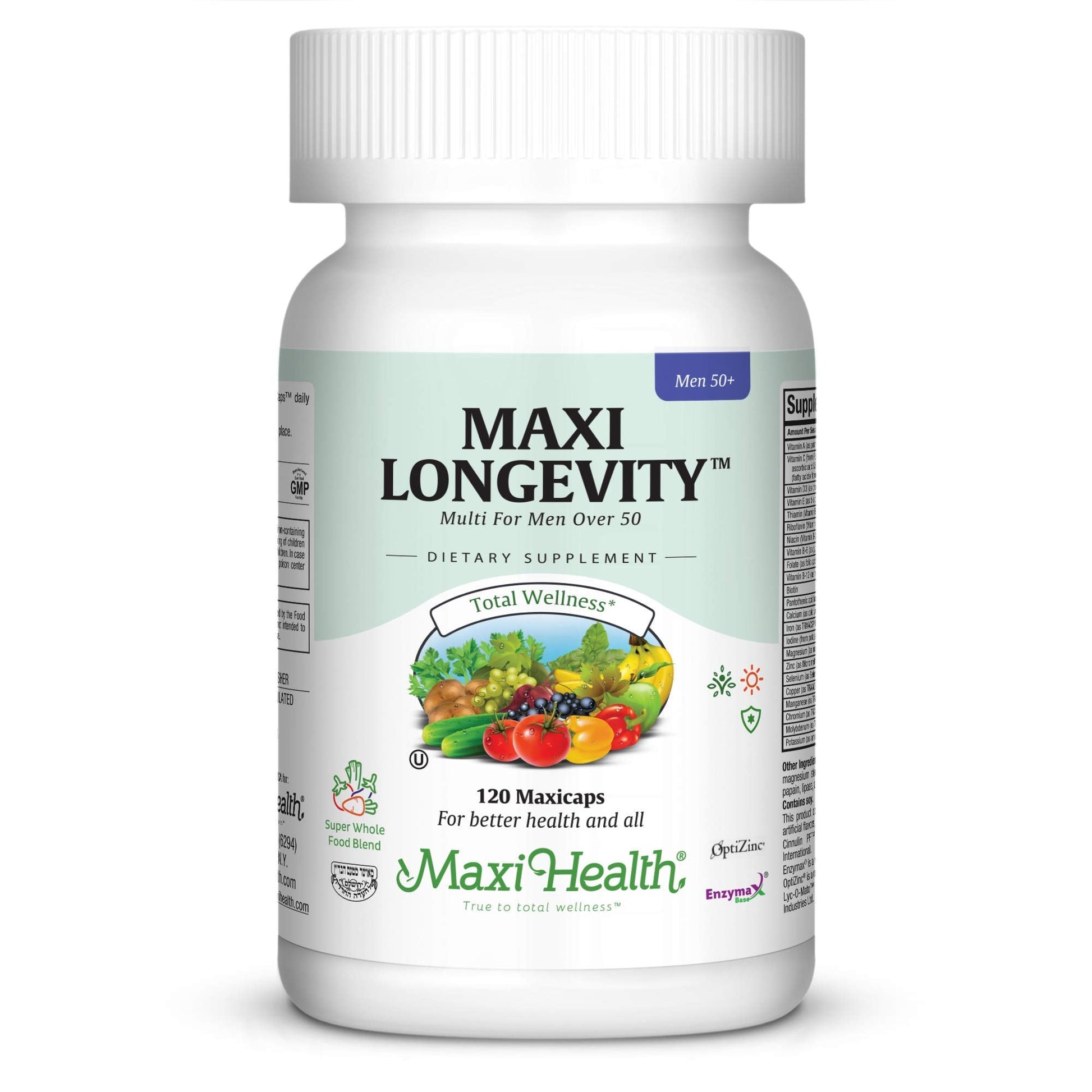 Mens Multivitamin 50 Plus – Daily Multivitamin for Men Over 50 with Vitamin B12, A, D, C, Zinc, Magnesium & More – Energy, Immune & Heart Support Mens Multi Vitamins - Non-GMO – 120 Capsules Maxi Health uk supplements