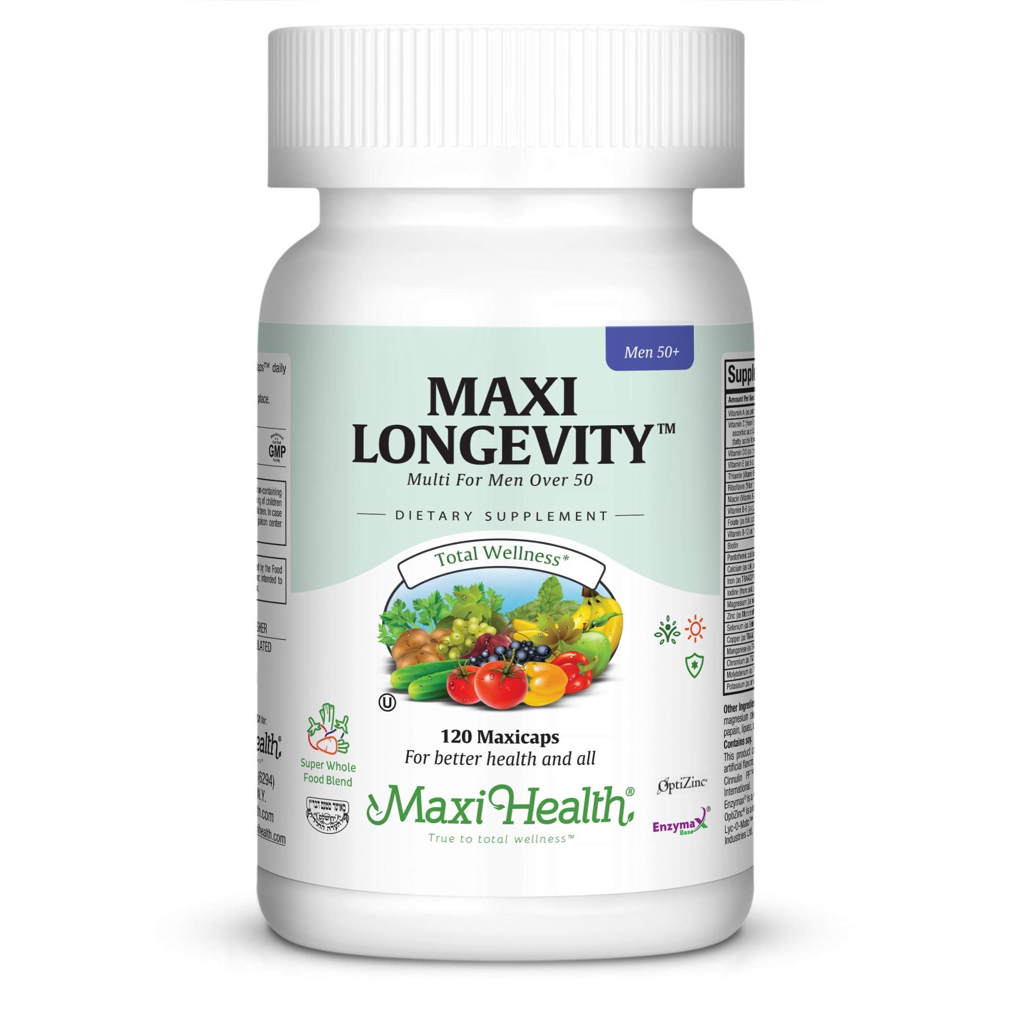 Mens Multivitamin 50 Plus – Daily Multivitamin for Men Over 50 with Vitamin B12, A, D, C, Zinc, Magnesium & More – Energy, Immune & Heart Support Mens Multi Vitamins - Non-GMO – 120 Capsules Maxi Health uk supplements