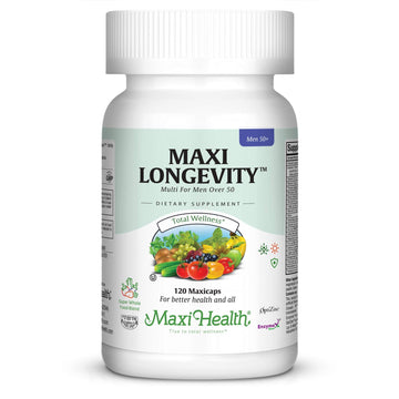 Mens Multivitamin 50 Plus – Daily Multivitamin for Men Over 50 with Vitamin B12, A, D, C, Zinc, Magnesium & More – Energy, Immune & Heart Support Mens Multi Vitamins - Non-GMO – 120 Capsules Maxi Health uk supplements