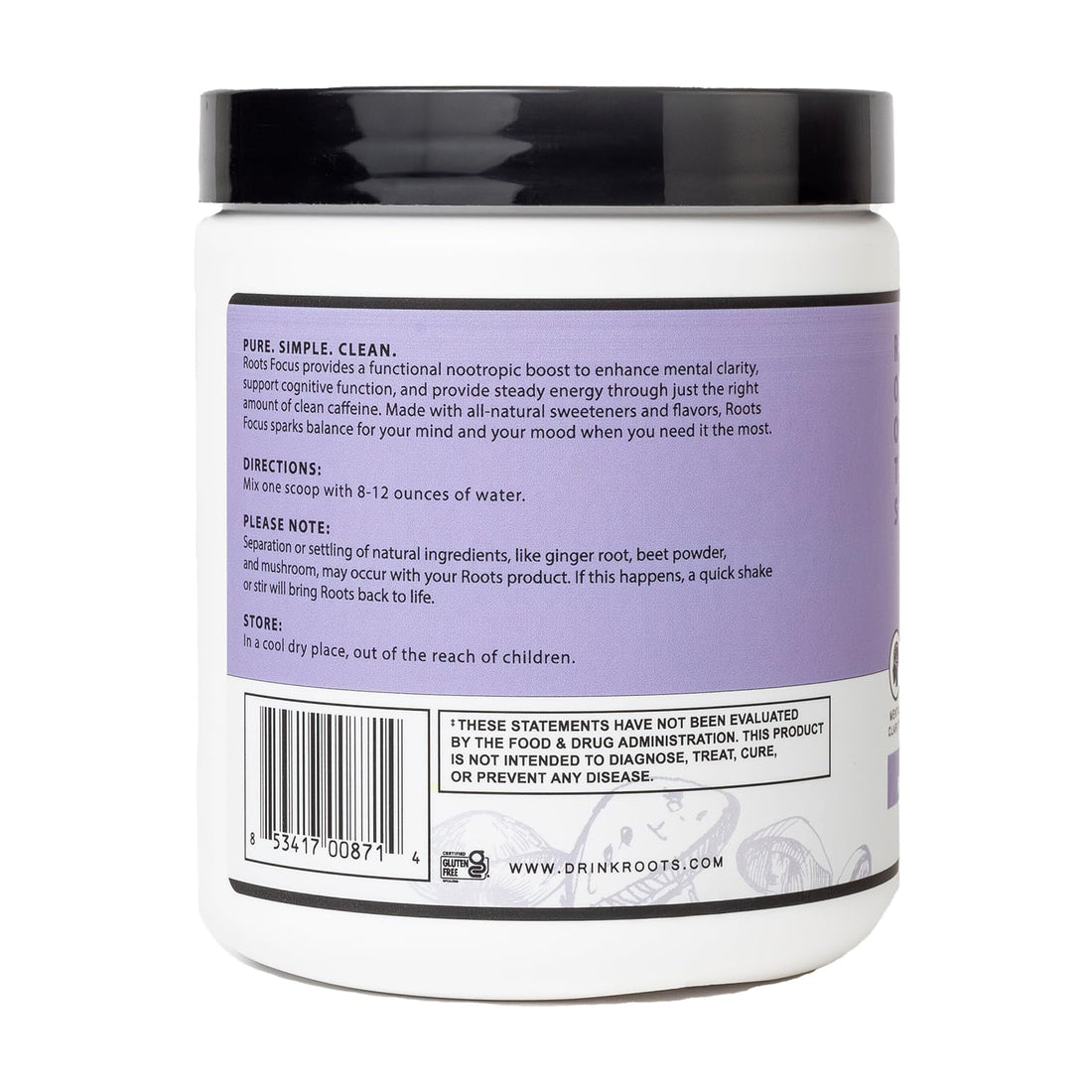 Roots Focus Brain Supplement - Nootropic Mushroom Supplement Powder for Memory, Focus, Energy - Lion's Mane, Cordyceps, Reishi Mushrooms with Caffeine - Blackberry Lemonade, 11.6oz Tub (50 Servings) Silver Star Nutrition uk supplements