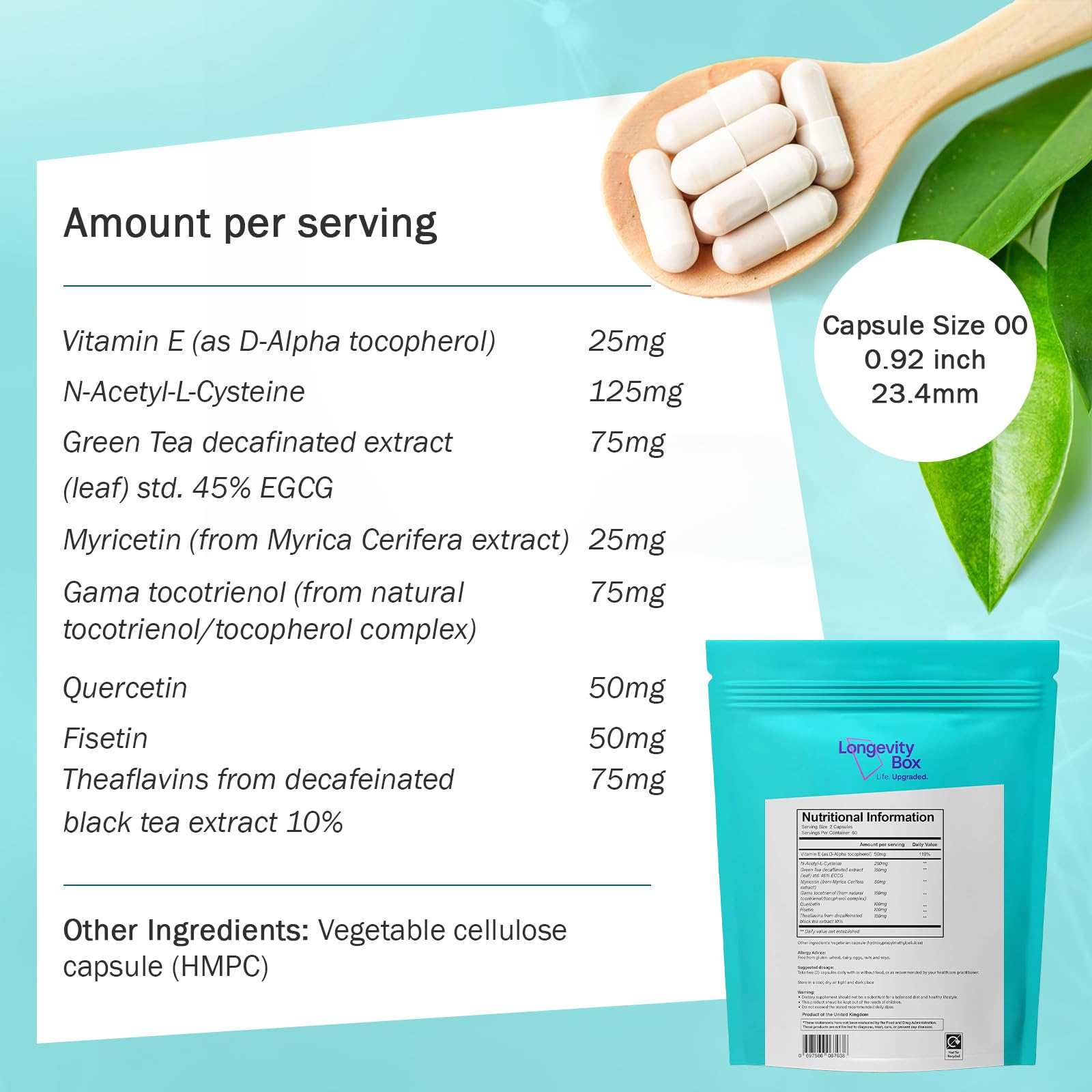 Senolytic Anti-Aging Supplement | Fisetin, Quercetin,NAC, Gamma Tocotrienols | 8-in-1 Cellular Regeneration & Longevity Formula | Boost Energy, Mental Clarity & Healthspan | 120 Vegan Capsules Longevity Box uk supplements