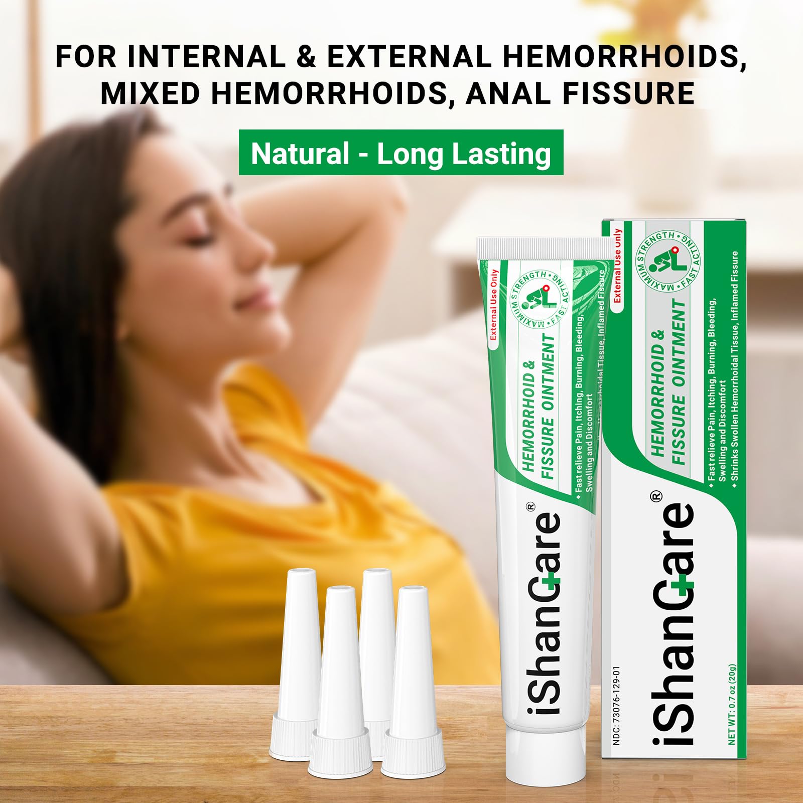 Hemorrhoid Cream, Hemorrhoid & Fissure Treatment Ointment Extra Strength, Relief Anal Pain, Itching, Bleeding, Swelling, Discomfort, Natural Herbs Fast Acting Ingredients, Contains Vitamin E ishancare uk supplements