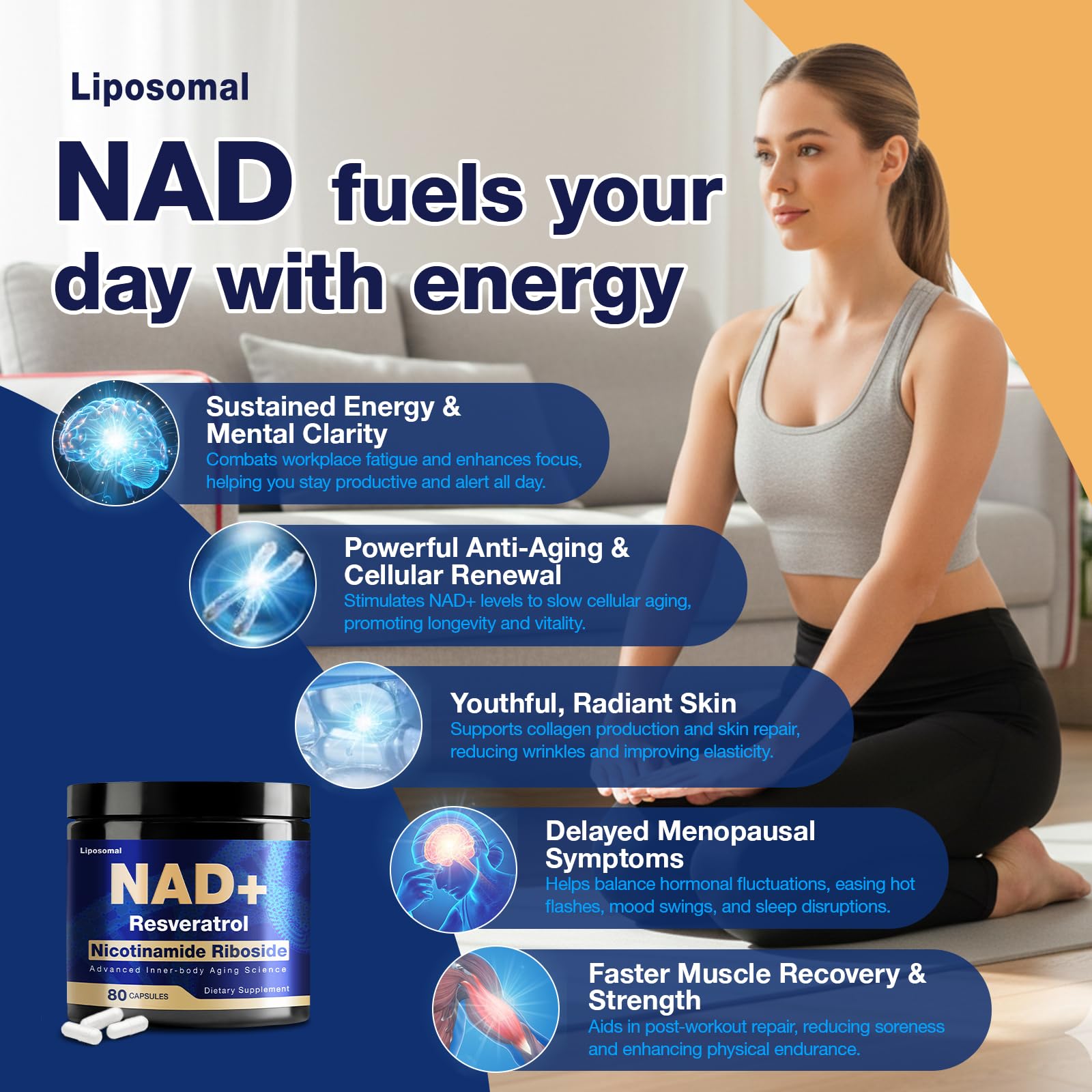 NLMUBR LUCKSIT NAD Supplement - NAD Nicotinamide Riboside Resveratrol 900mg, NAD Supplements for Women & Man, Liposomal NAD+ for Anti Aging & Cell Regenerator, 80 Capsules NLMUBR LUCKSIT uk supplements