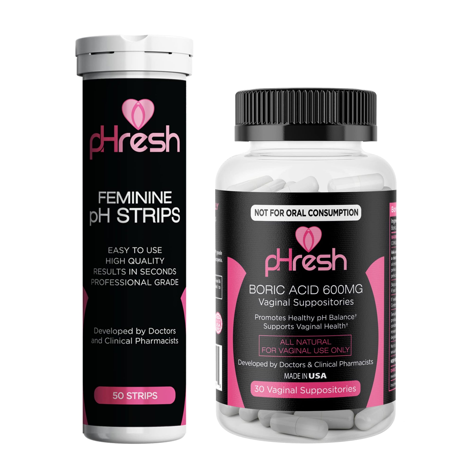 ACE NUTRITION pHresh Boric Acid Suppositories & Vaginal pH Test Strips Bundle ACE NUTRITION uk supplements