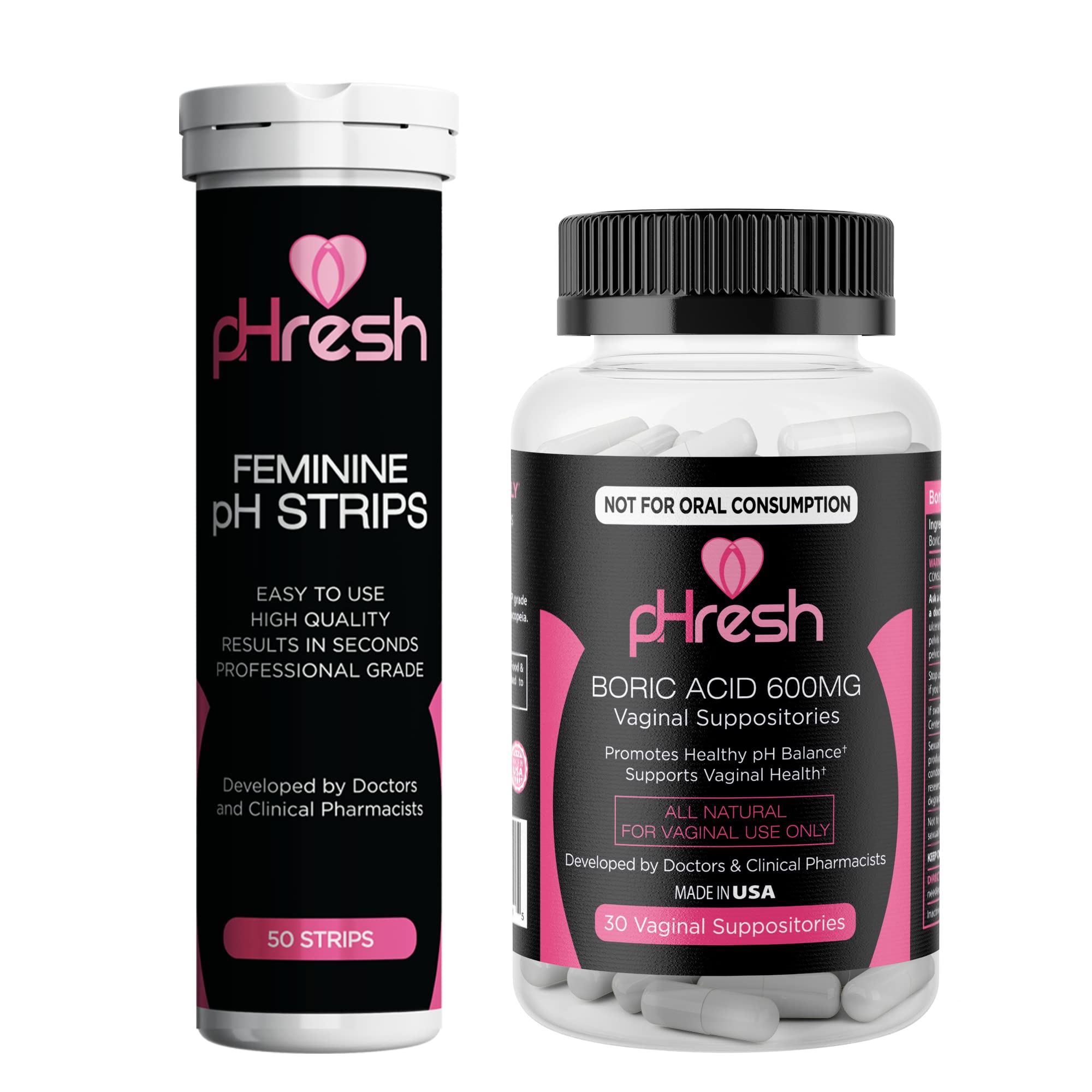 ACE NUTRITION pHresh Boric Acid Suppositories & Vaginal pH Test Strips Bundle ACE NUTRITION uk supplements